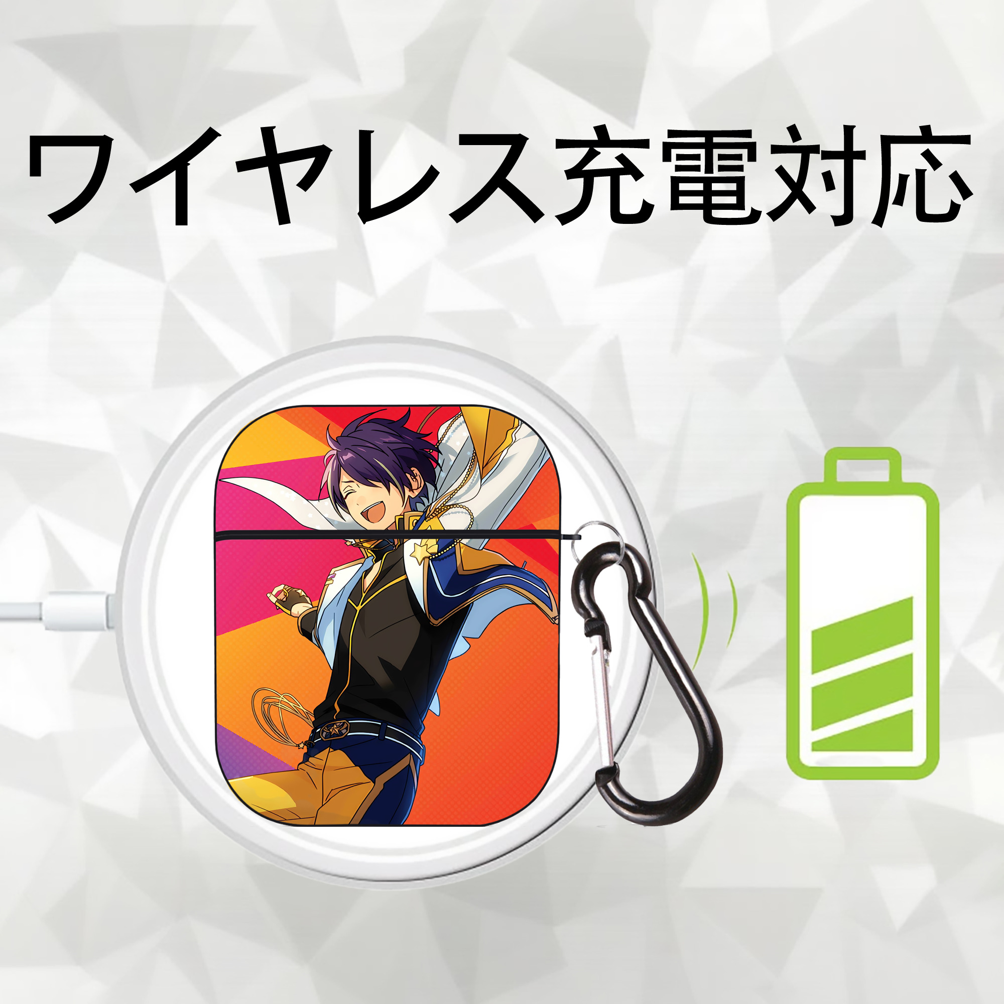 あんさんぶるスターズ! Ensemble Stars AirPods 第2世代保護ケース ハードシェル ブラック 耐衝撃・防指紋・カラビナ付き