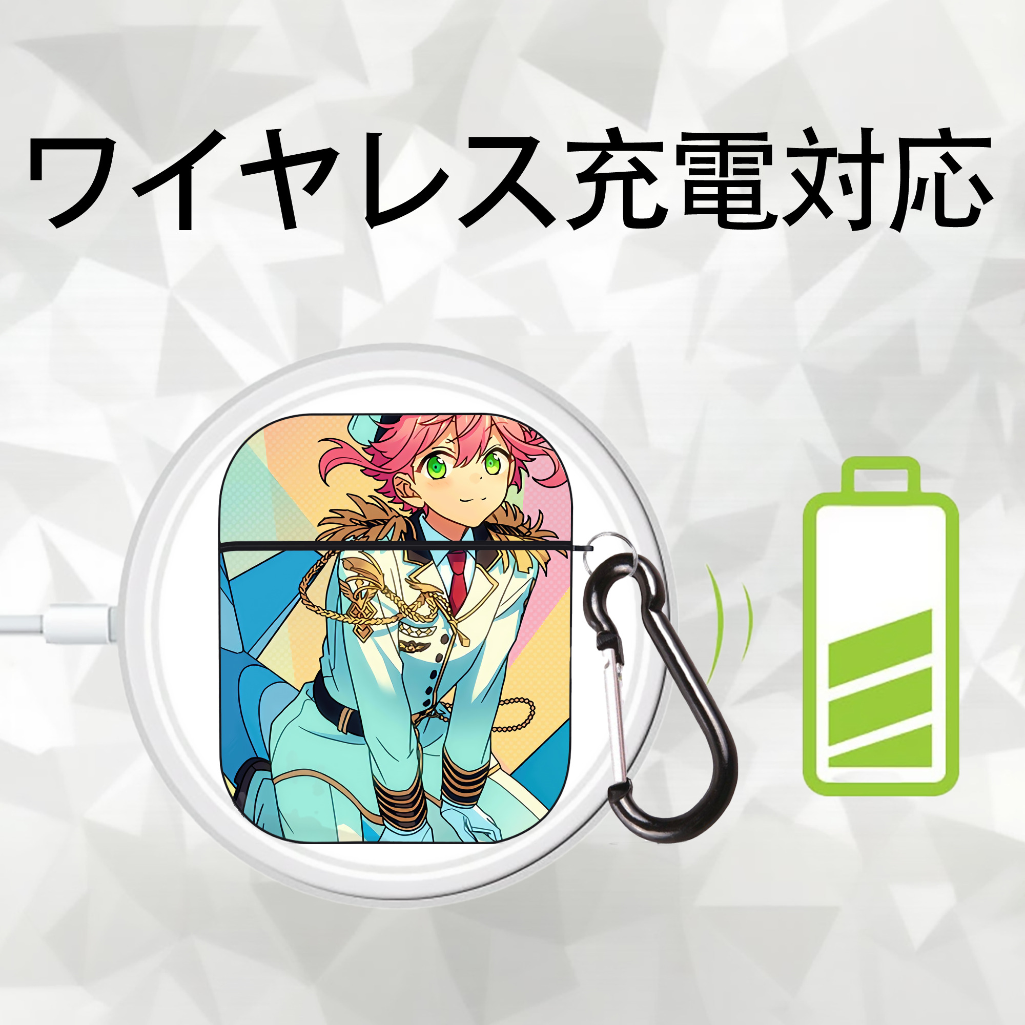 あんさんぶるスターズ! Ensemble Stars AirPods 第2世代保護ケース ハードシェル ブラック 耐衝撃・防指紋・カラビナ付き