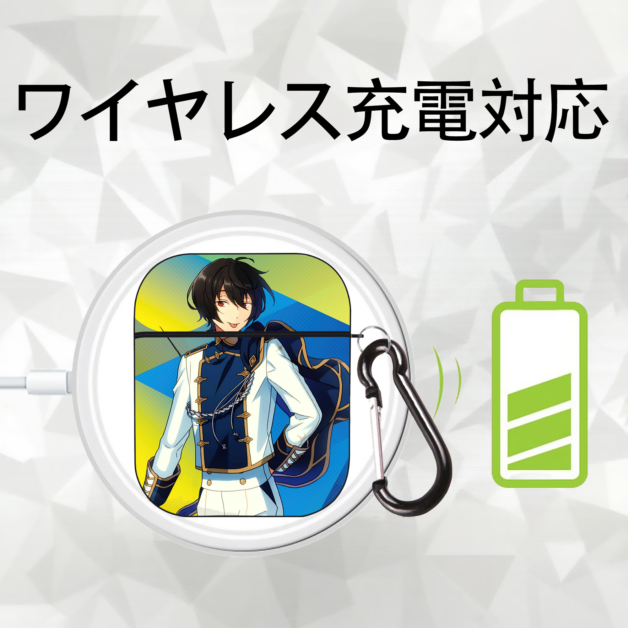 あんさんぶるスターズ! Ensemble Stars AirPods 第2世代保護ケース ハードシェル ブラック 耐衝撃・防指紋・カラビナ付き