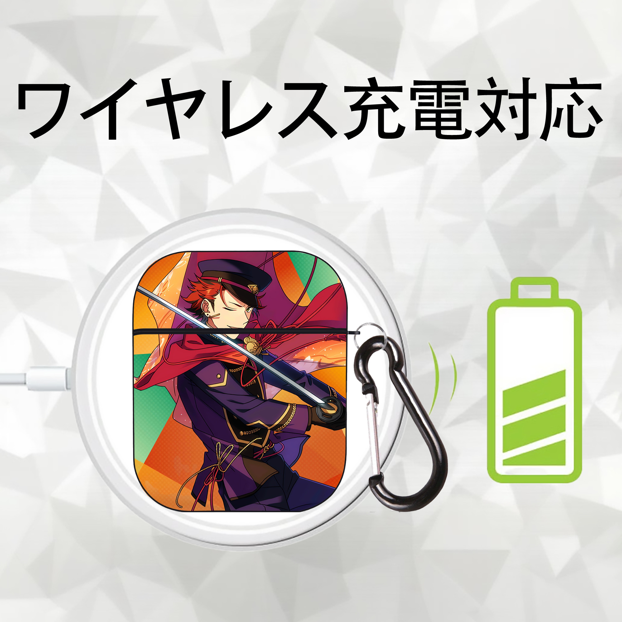 あんさんぶるスターズ! Ensemble Stars AirPods 第2世代保護ケース ハードシェル ブラック 耐衝撃・防指紋・カラビナ付き