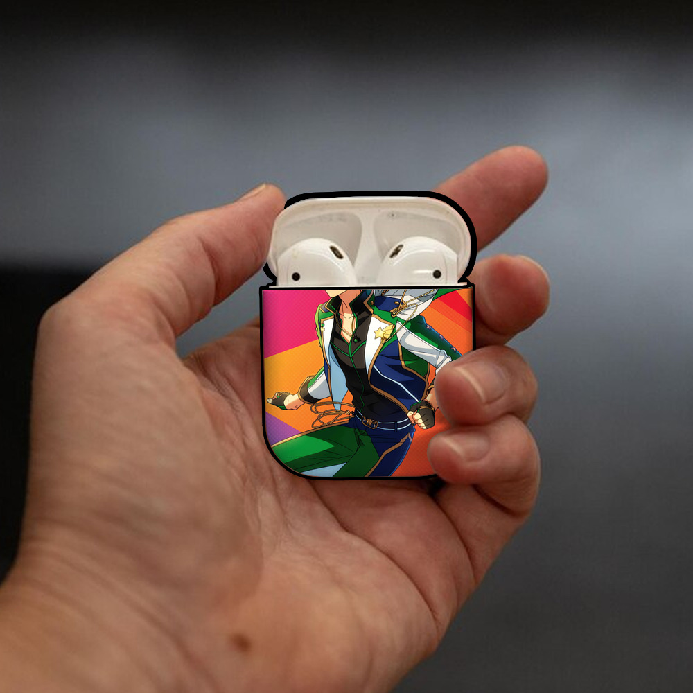 あんさんぶるスターズ! Ensemble Stars AirPods 第2世代保護ケース ハードシェル ブラック 耐衝撃・防指紋・カラビナ付き