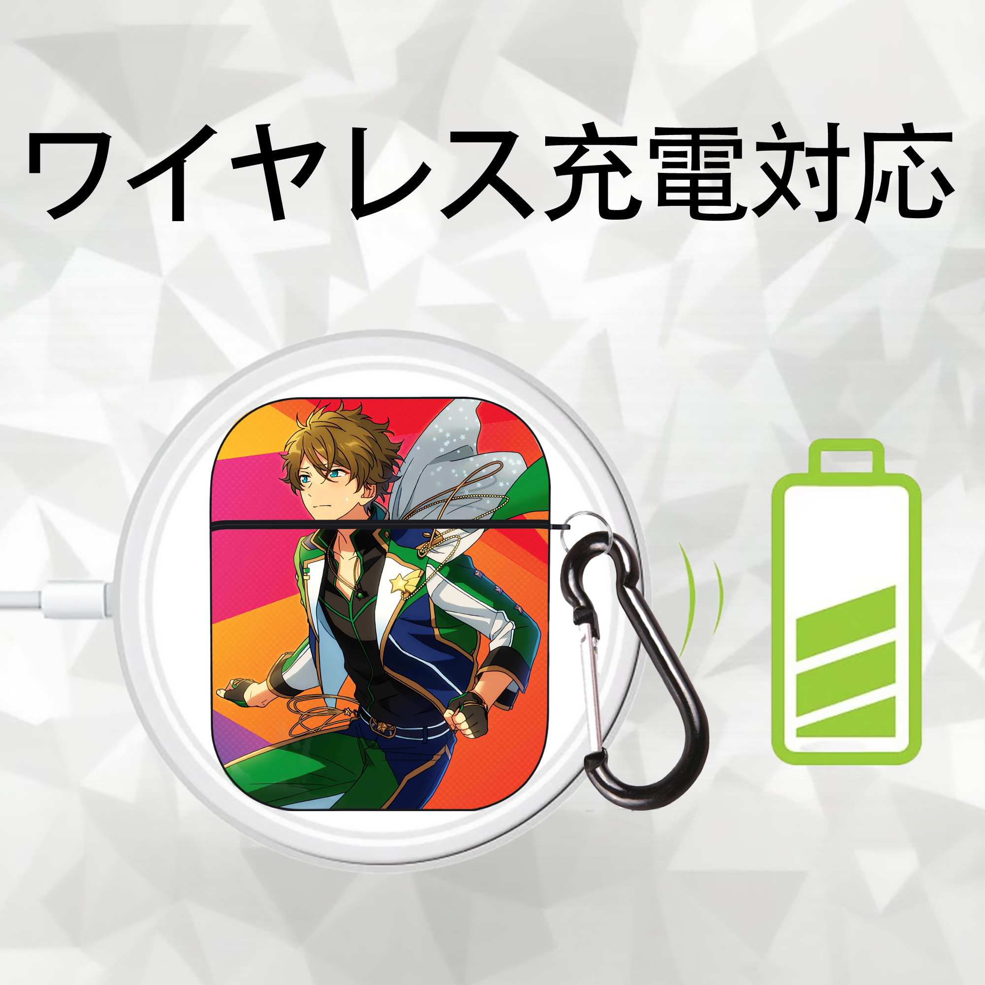 あんさんぶるスターズ! Ensemble Stars AirPods 第2世代保護ケース ハードシェル ブラック 耐衝撃・防指紋・カラビナ付き