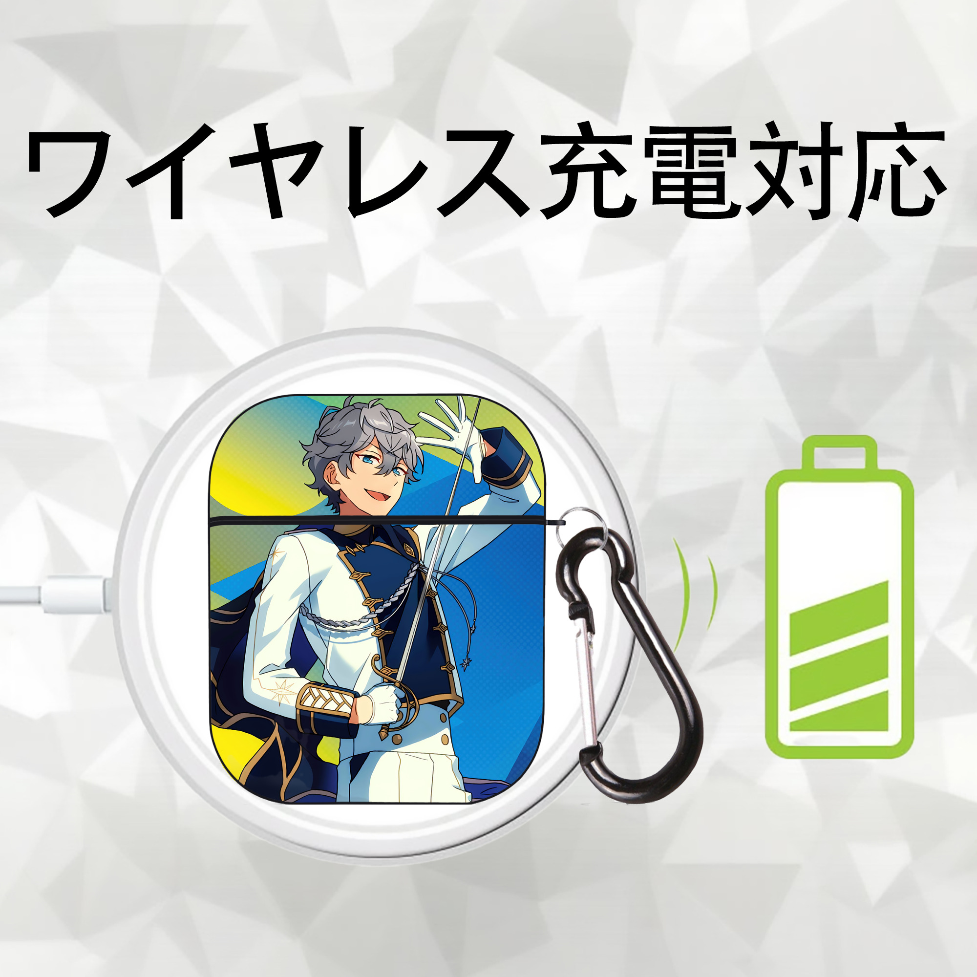 あんさんぶるスターズ! Ensemble Stars AirPods 第2世代保護ケース ハードシェル ブラック 耐衝撃・防指紋・カラビナ付き