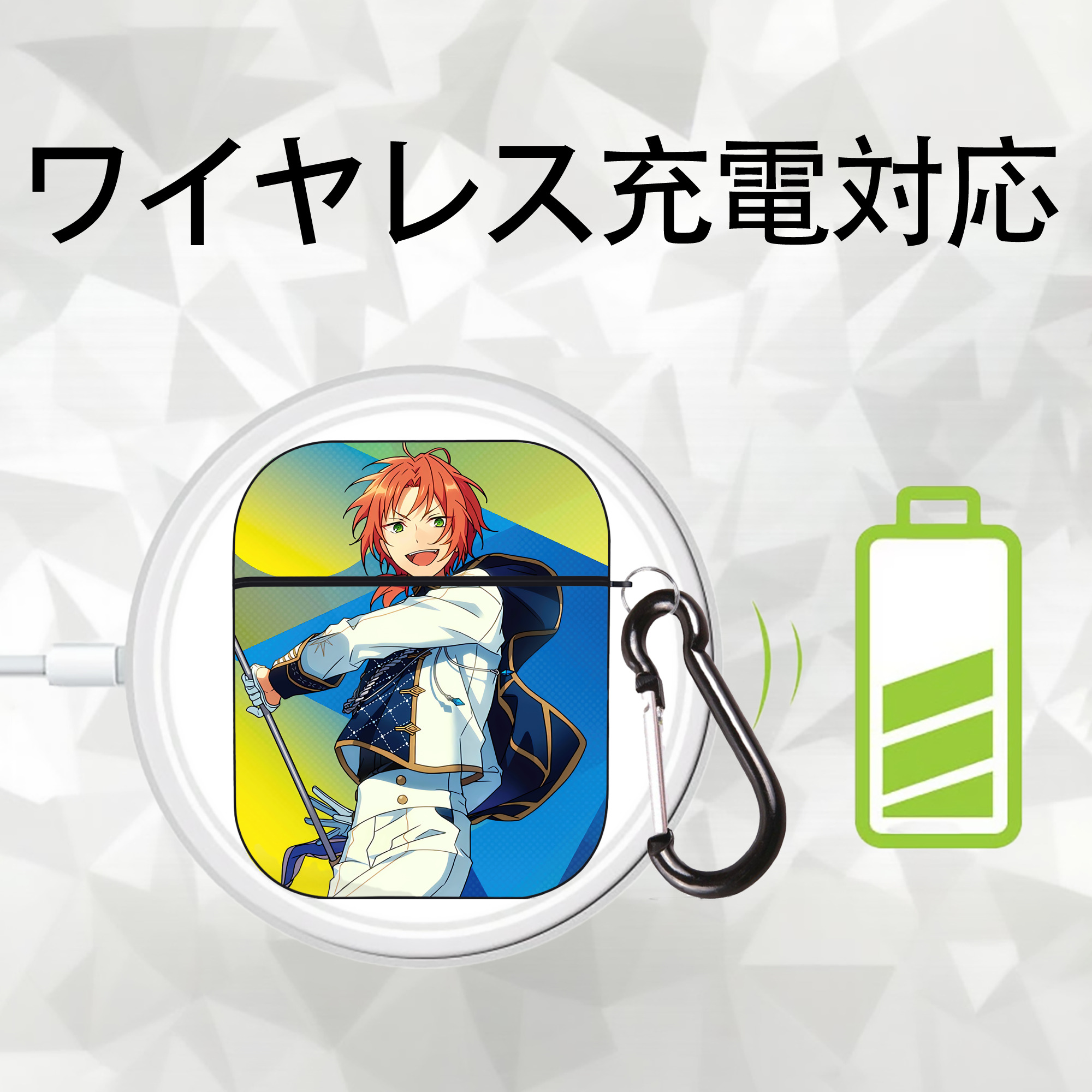あんさんぶるスターズ! Ensemble Stars AirPods 第2世代保護ケース ハードシェル ブラック 耐衝撃・防指紋・カラビナ付き