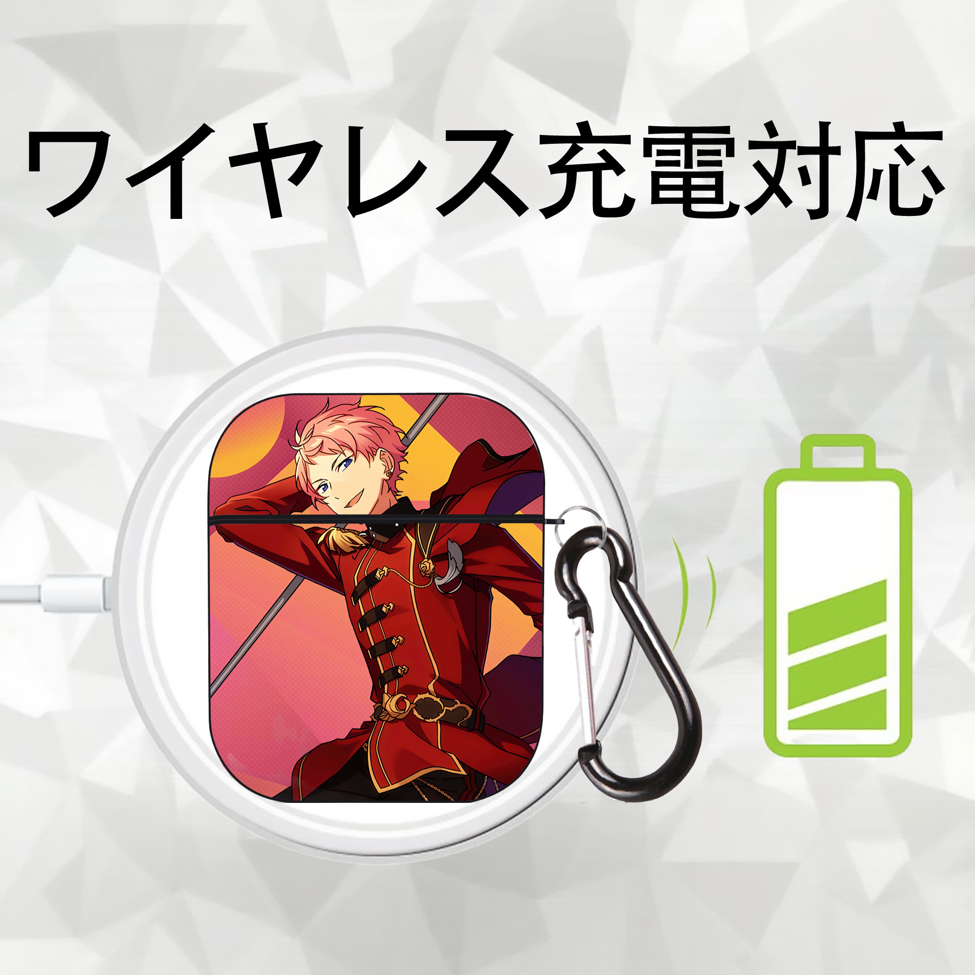 あんさんぶるスターズ! Ensemble Stars AirPods 第2世代保護ケース ハードシェル ブラック 耐衝撃・防指紋・カラビナ付き