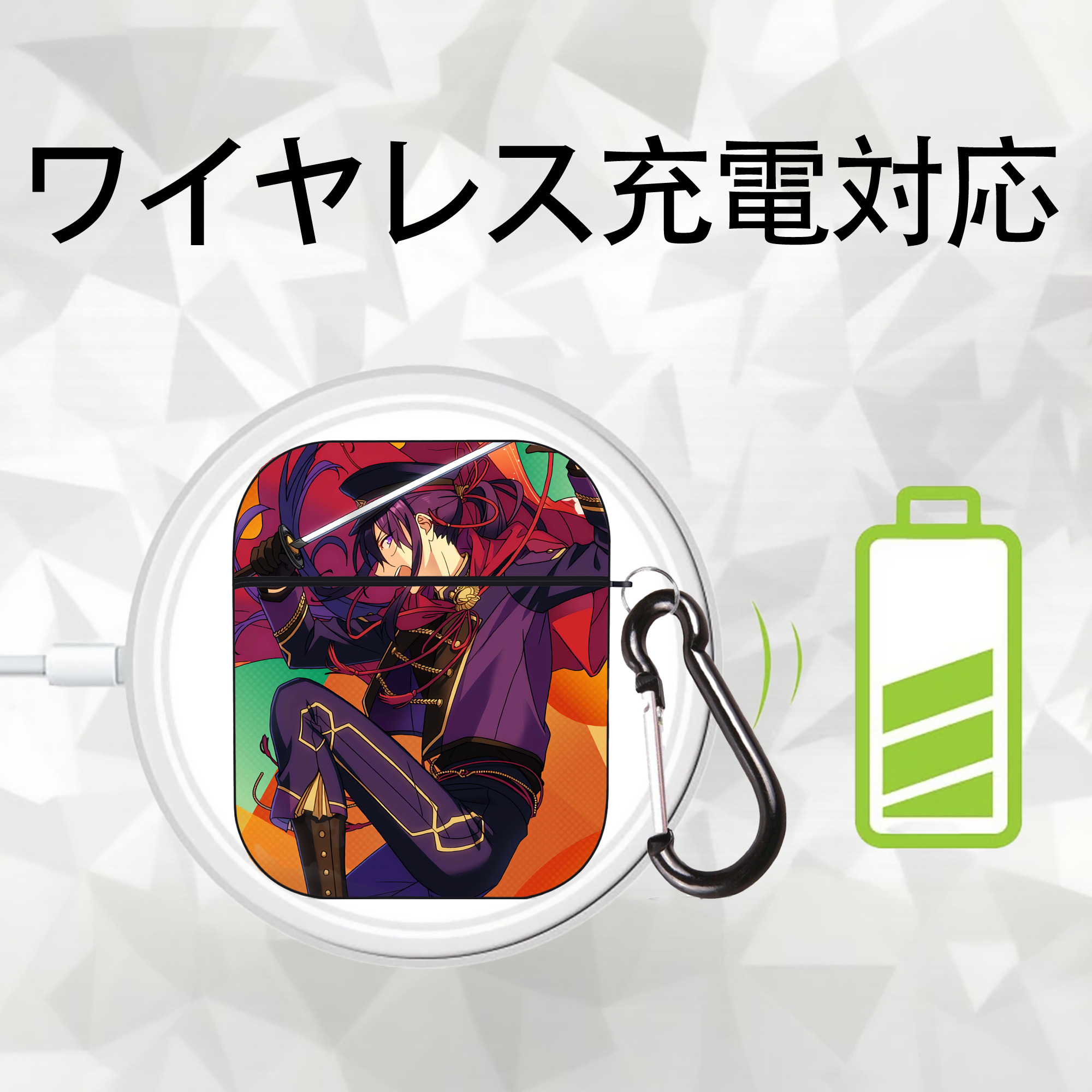 あんさんぶるスターズ! Ensemble Stars AirPods 第2世代保護ケース ハードシェル ブラック 耐衝撃・防指紋・カラビナ付き