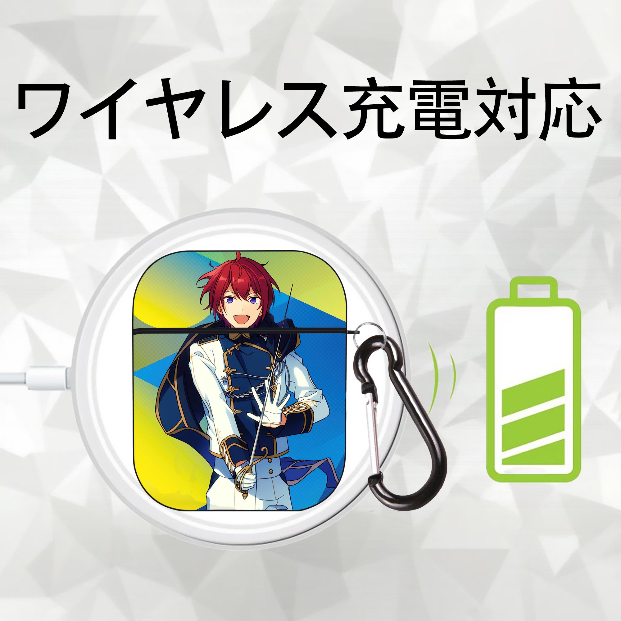 あんさんぶるスターズ! Ensemble Stars AirPods 第2世代保護ケース ハードシェル ブラック 耐衝撃・防指紋・カラビナ付き