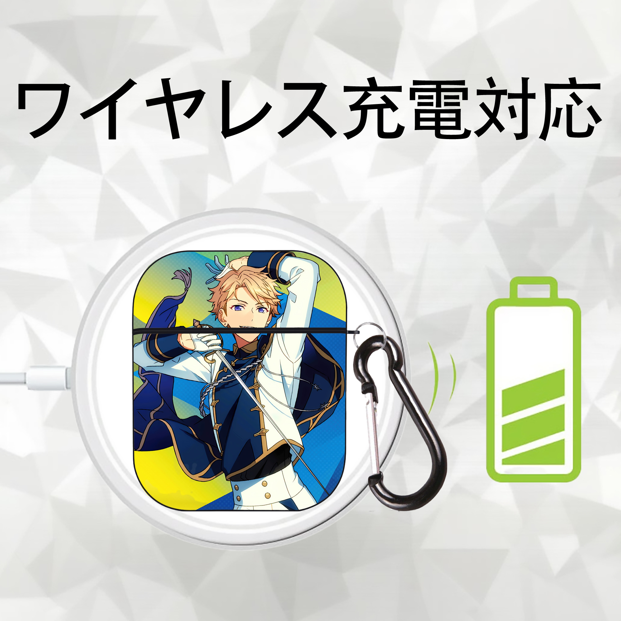 あんさんぶるスターズ! Ensemble Stars AirPods 第2世代保護ケース ハードシェル ブラック 耐衝撃・防指紋・カラビナ付き