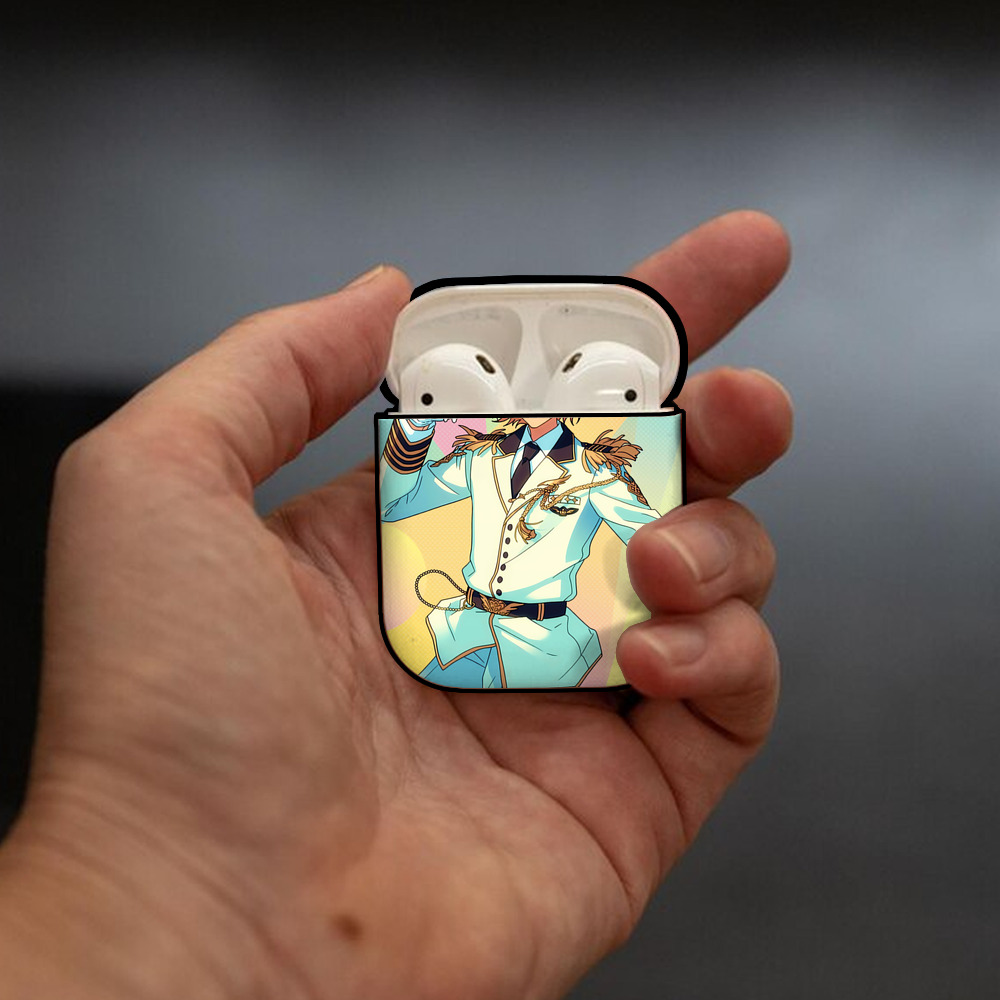 あんさんぶるスターズ! Ensemble Stars AirPods 第2世代保護ケース ハードシェル ブラック 耐衝撃・防指紋・カラビナ付き
