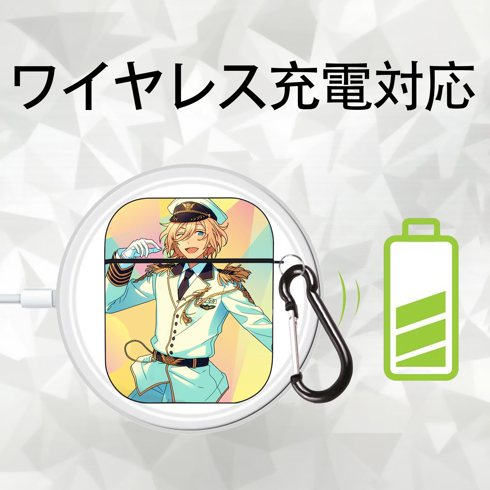 あんさんぶるスターズ! Ensemble Stars AirPods 第2世代保護ケース ハードシェル ブラック 耐衝撃・防指紋・カラビナ付き