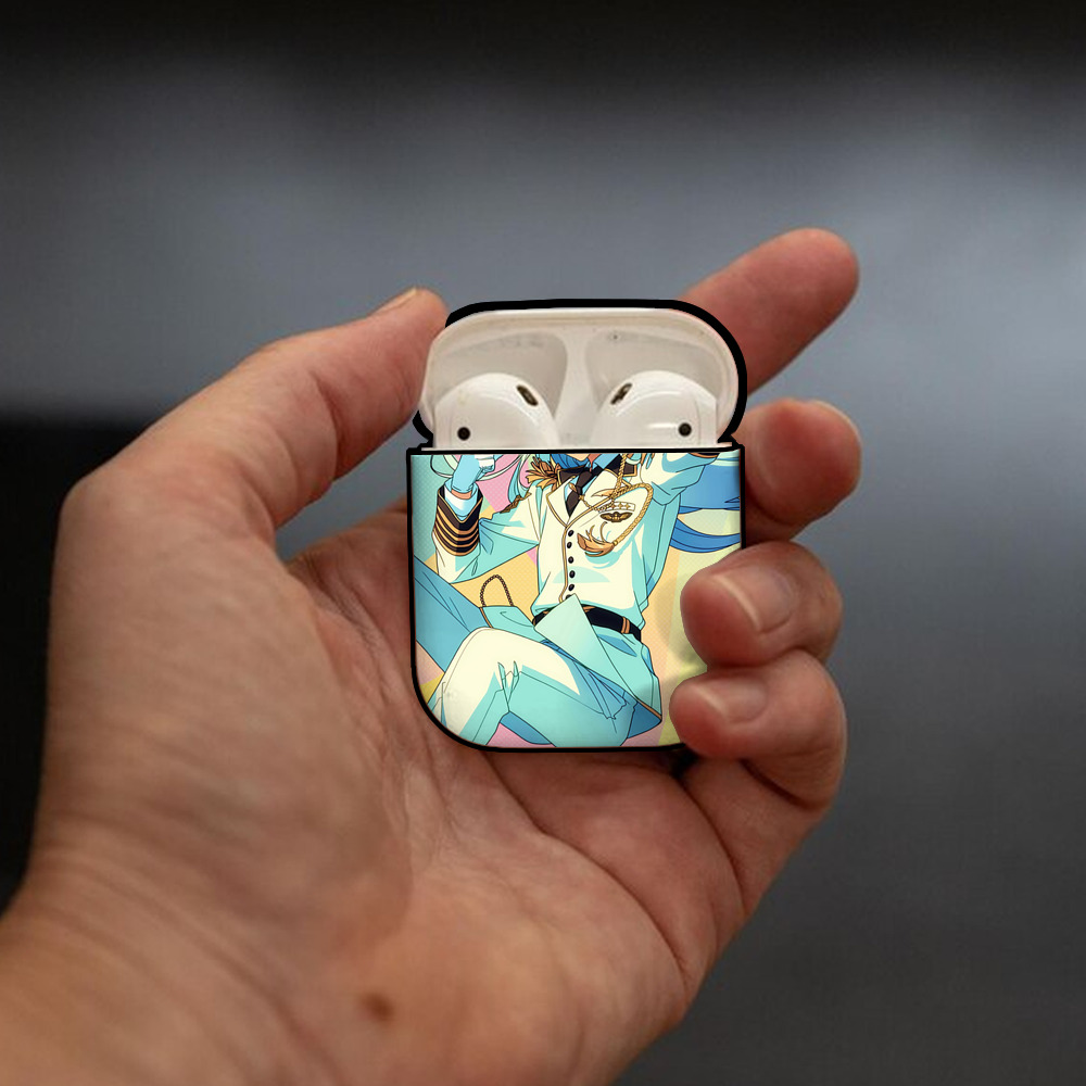あんさんぶるスターズ! Ensemble Stars AirPods 第2世代保護ケース ハードシェル ブラック 耐衝撃・防指紋・カラビナ付き