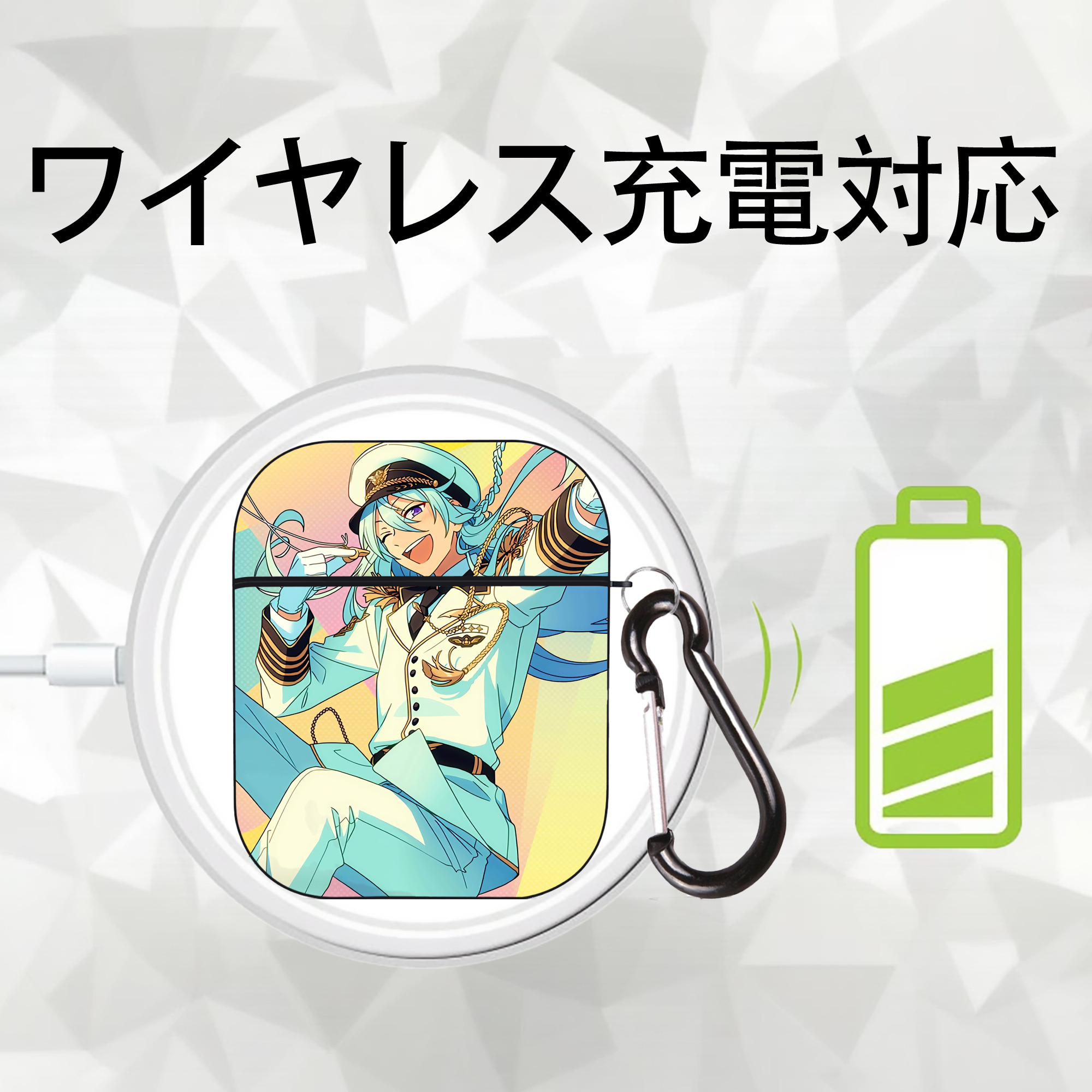 あんさんぶるスターズ! Ensemble Stars AirPods 第2世代保護ケース ハードシェル ブラック 耐衝撃・防指紋・カラビナ付き