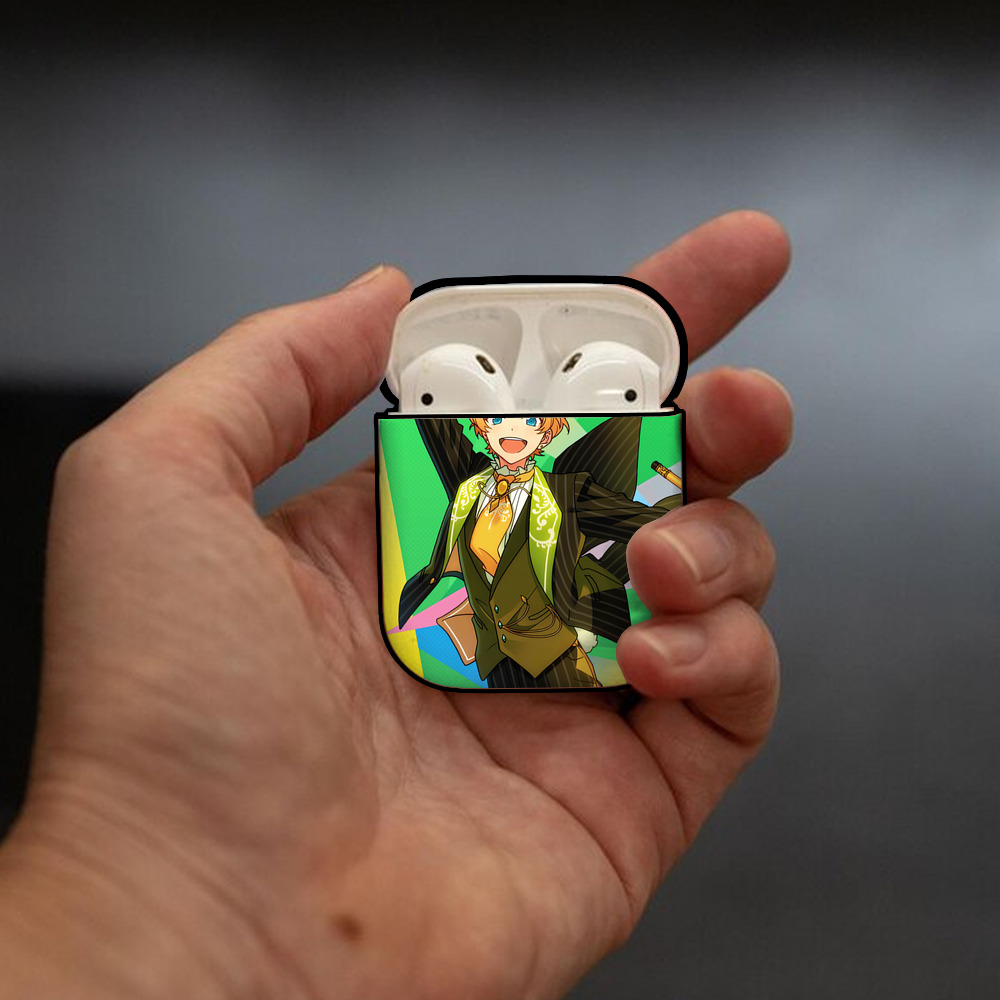 あんさんぶるスターズ! Ensemble Stars AirPods 第2世代保護ケース ハードシェル ブラック 耐衝撃・防指紋・カラビナ付き