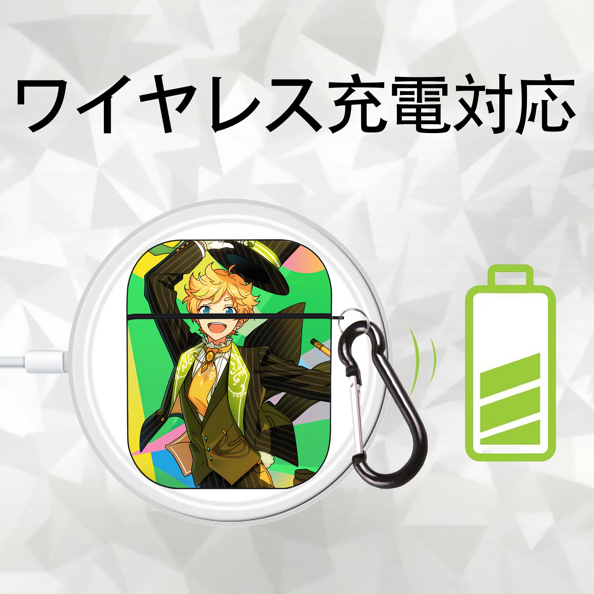 あんさんぶるスターズ! Ensemble Stars AirPods 第2世代保護ケース ハードシェル ブラック 耐衝撃・防指紋・カラビナ付き