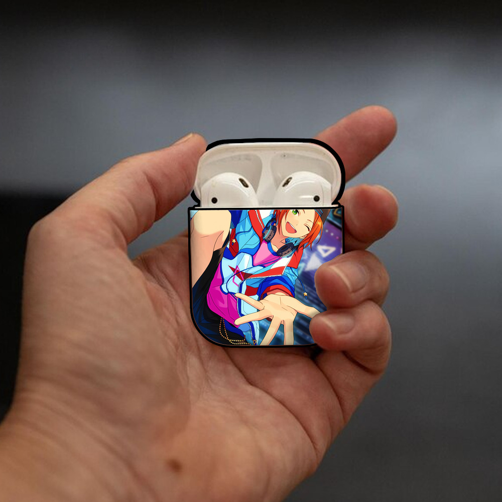 あんさんぶるスターズ! Ensemble Stars AirPods 第2世代保護ケース ハードシェル ブラック 耐衝撃・防指紋・カラビナ付き