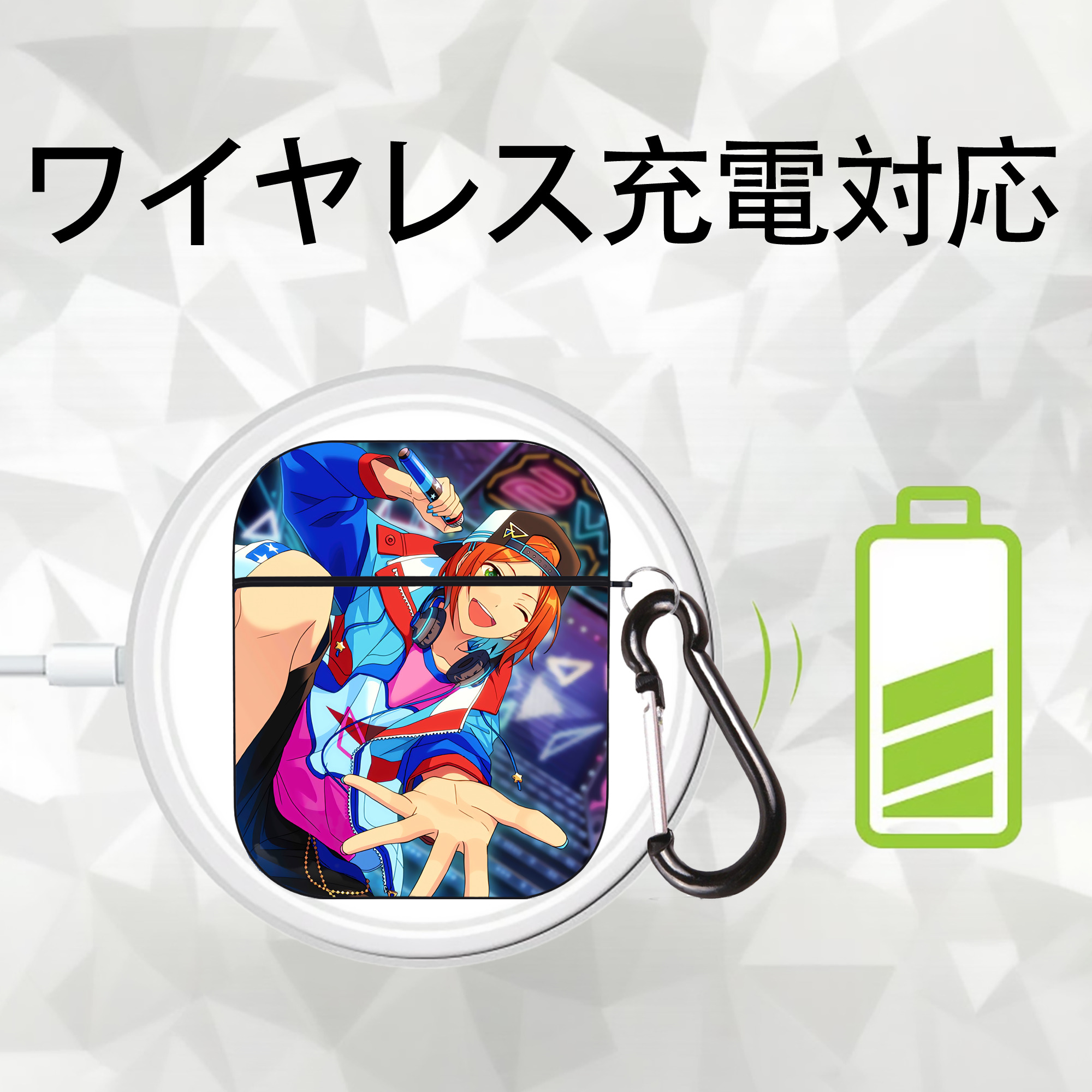 あんさんぶるスターズ! Ensemble Stars AirPods 第2世代保護ケース ハードシェル ブラック 耐衝撃・防指紋・カラビナ付き