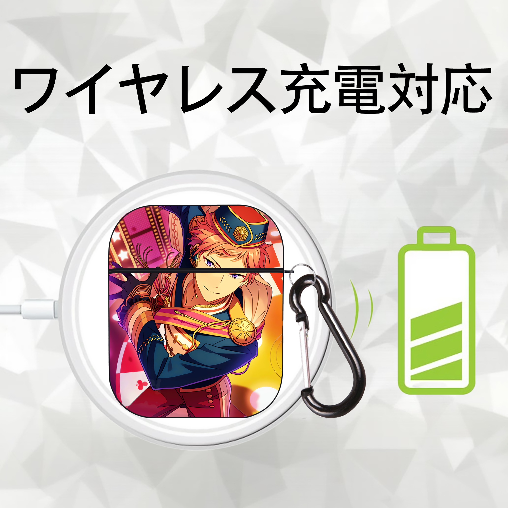 あんさんぶるスターズ! Ensemble Stars AirPods 第2世代保護ケース ハードシェル ブラック 耐衝撃・防指紋・カラビナ付き