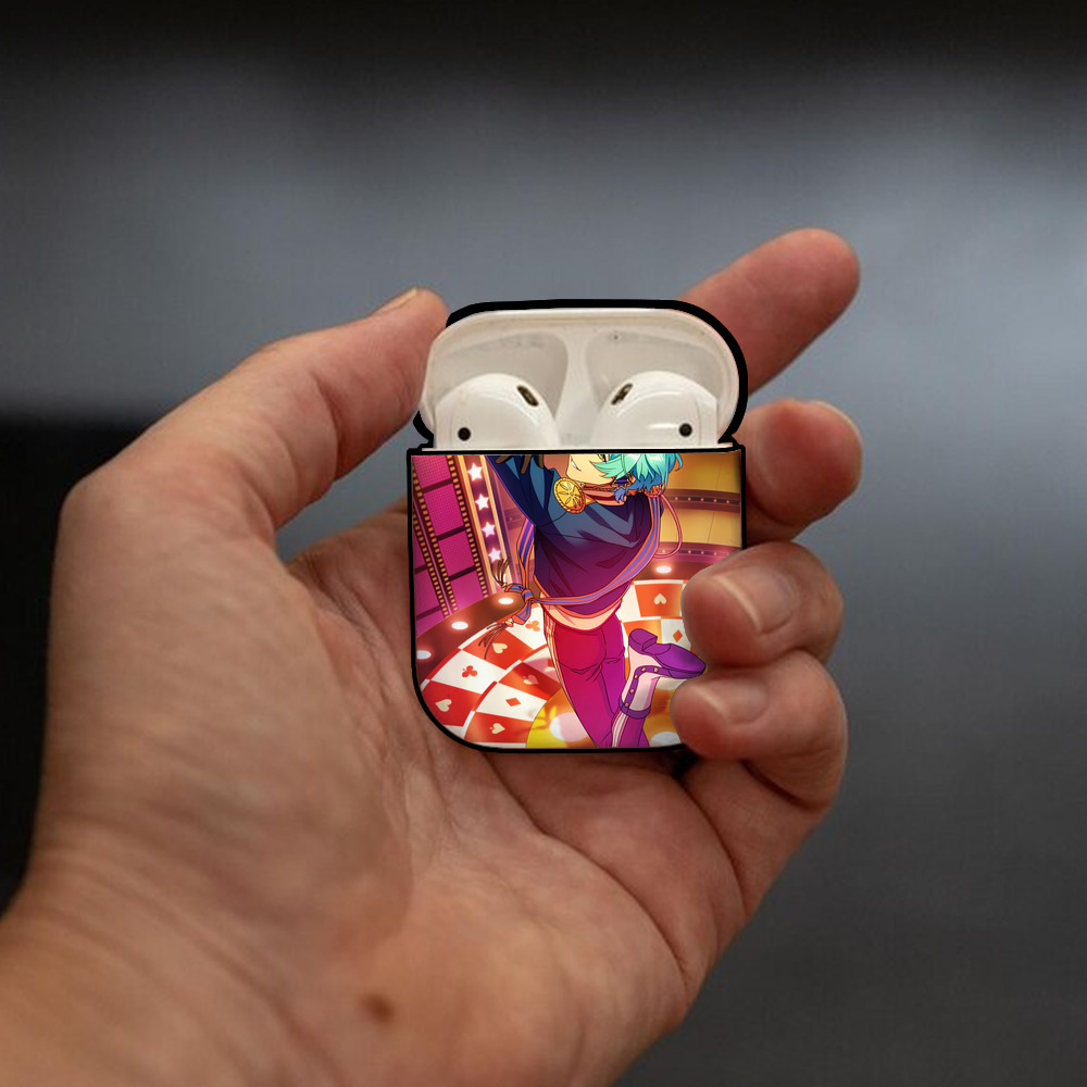 あんさんぶるスターズ! Ensemble Stars AirPods 第2世代保護ケース ハードシェル ブラック 耐衝撃・防指紋・カラビナ付き