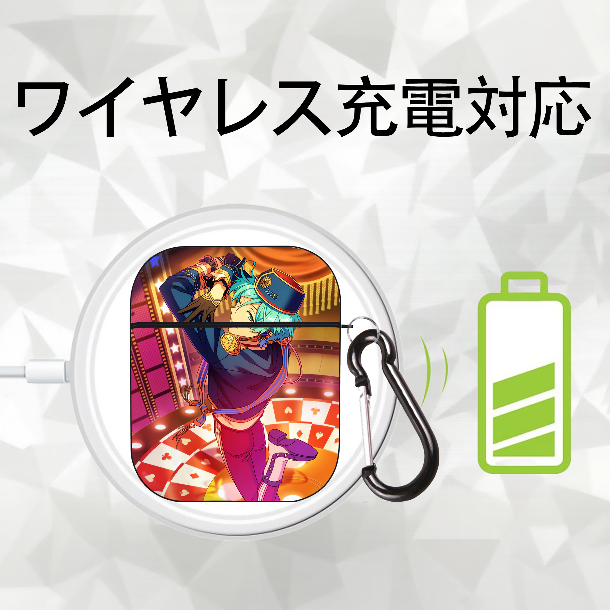 あんさんぶるスターズ! Ensemble Stars AirPods 第2世代保護ケース ハードシェル ブラック 耐衝撃・防指紋・カラビナ付き