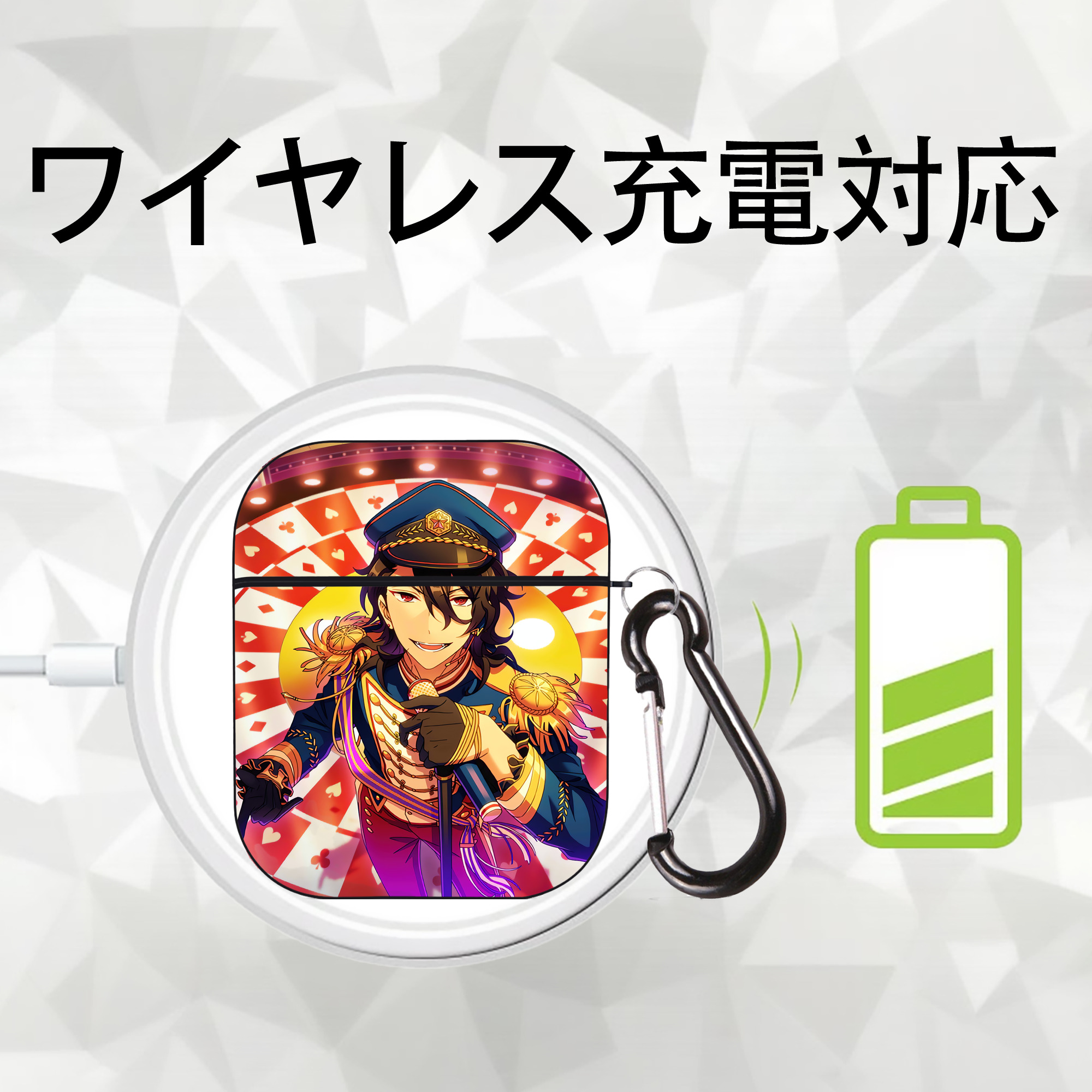 あんさんぶるスターズ! Ensemble Stars AirPods 第2世代保護ケース ハードシェル ブラック 耐衝撃・防指紋・カラビナ付き