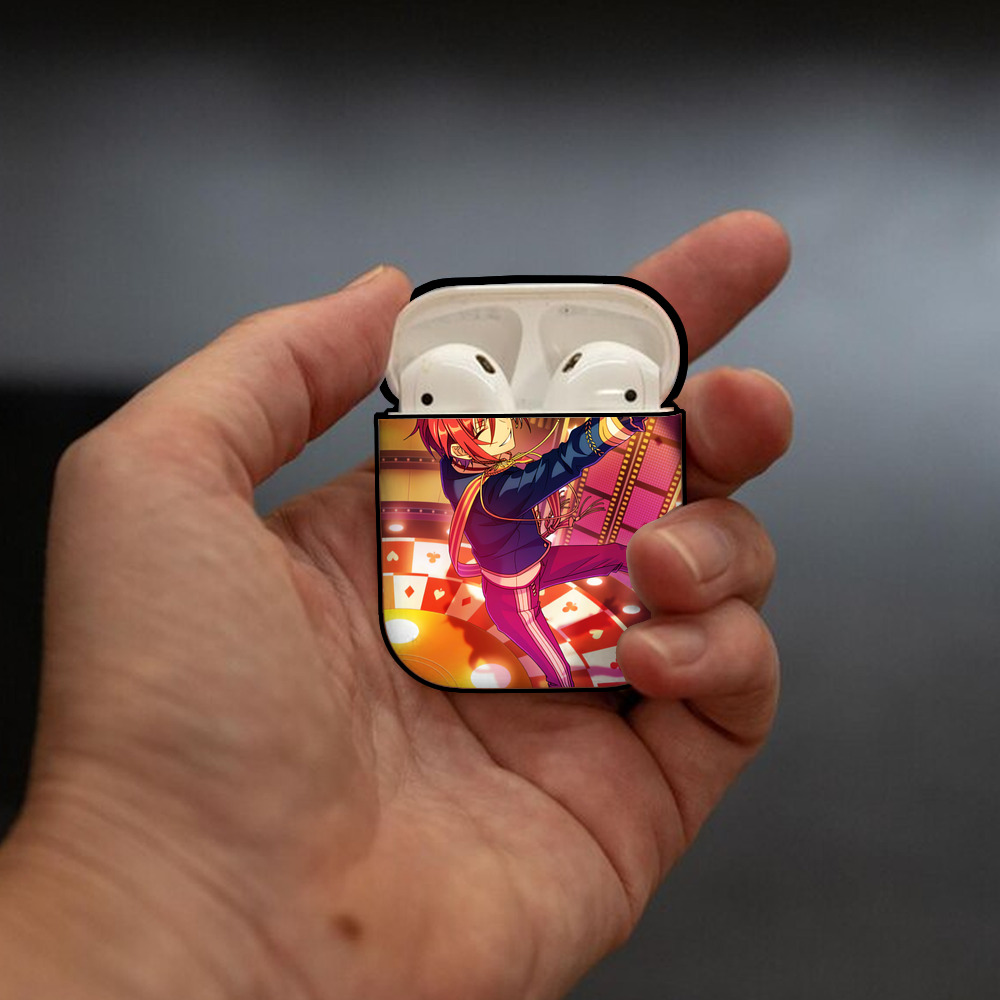 あんさんぶるスターズ! Ensemble Stars AirPods 第2世代保護ケース ハードシェル ブラック 耐衝撃・防指紋・カラビナ付き