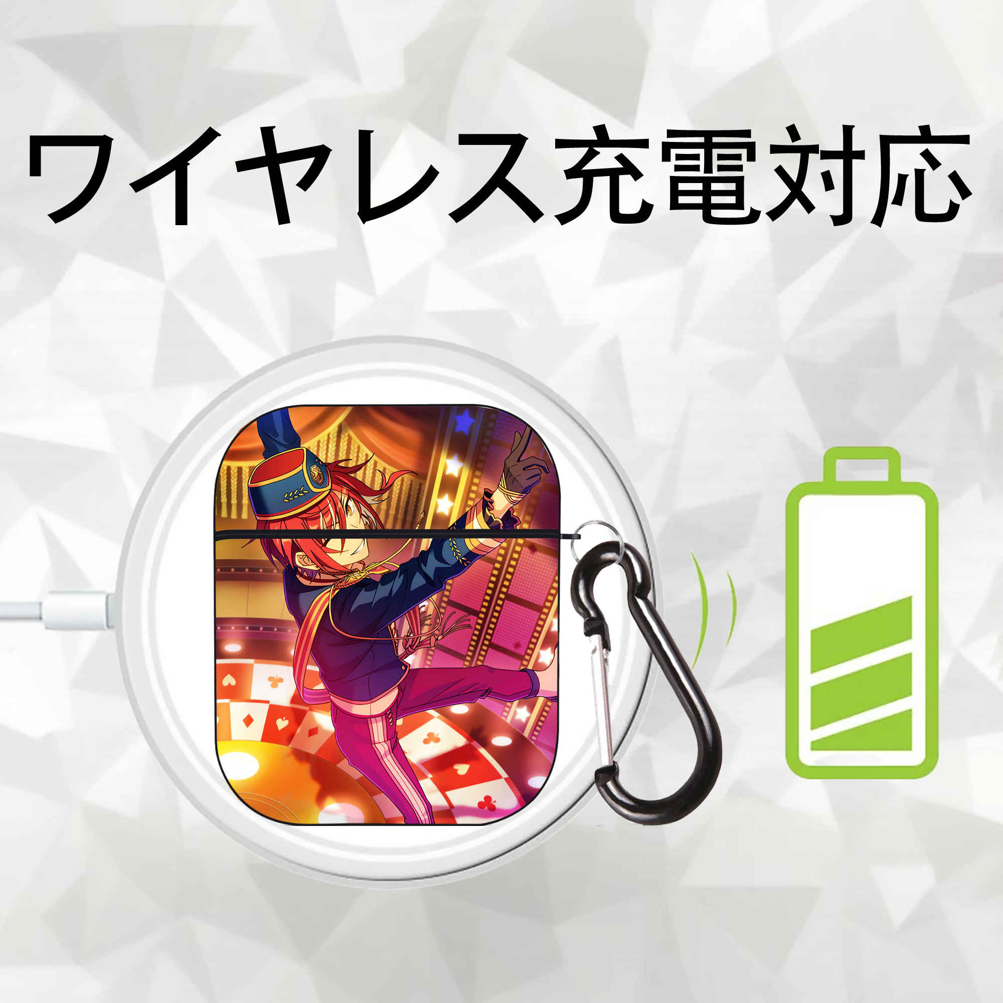あんさんぶるスターズ! Ensemble Stars AirPods 第2世代保護ケース ハードシェル ブラック 耐衝撃・防指紋・カラビナ付き