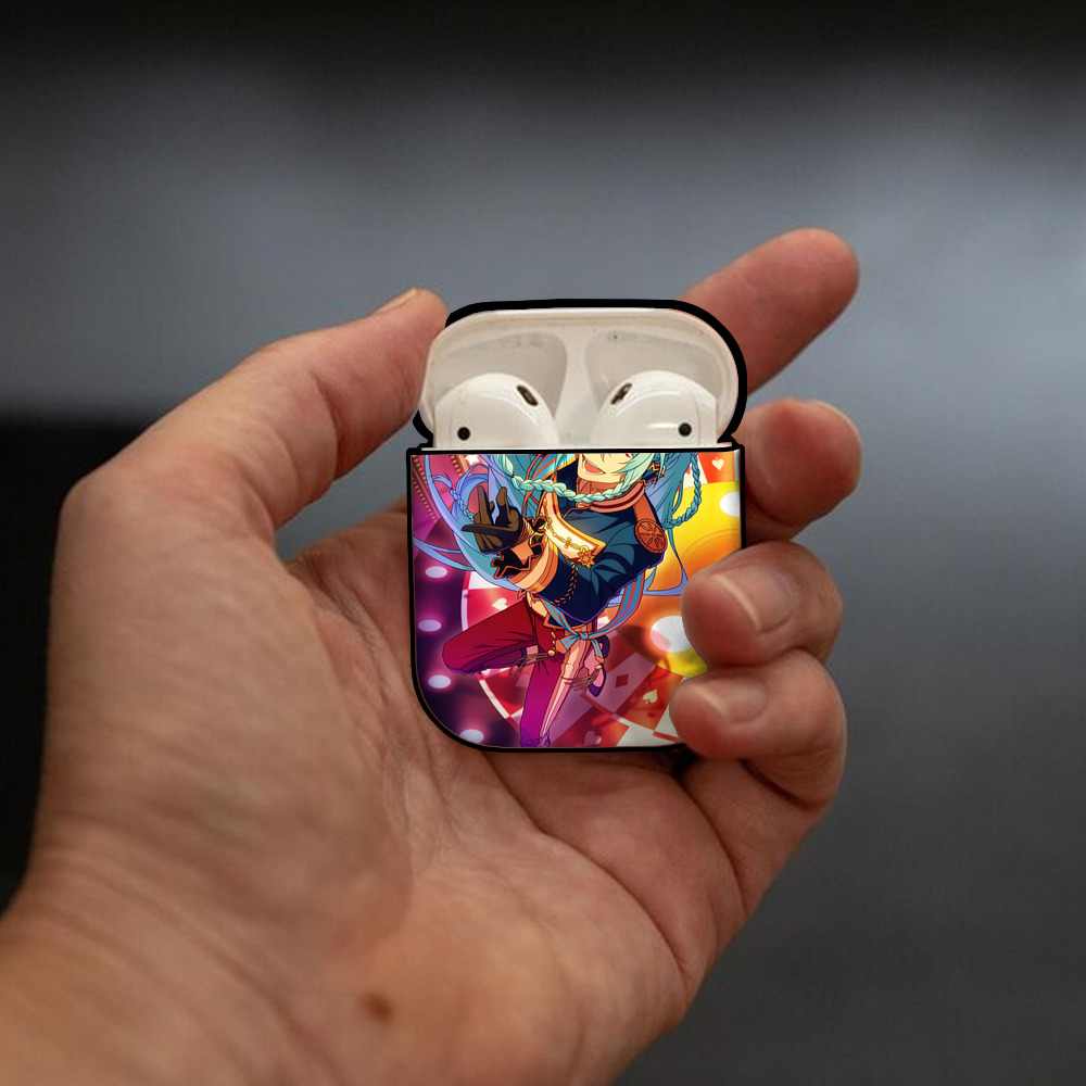あんさんぶるスターズ! Ensemble Stars AirPods 第2世代保護ケース ハードシェル ブラック 耐衝撃・防指紋・カラビナ付き