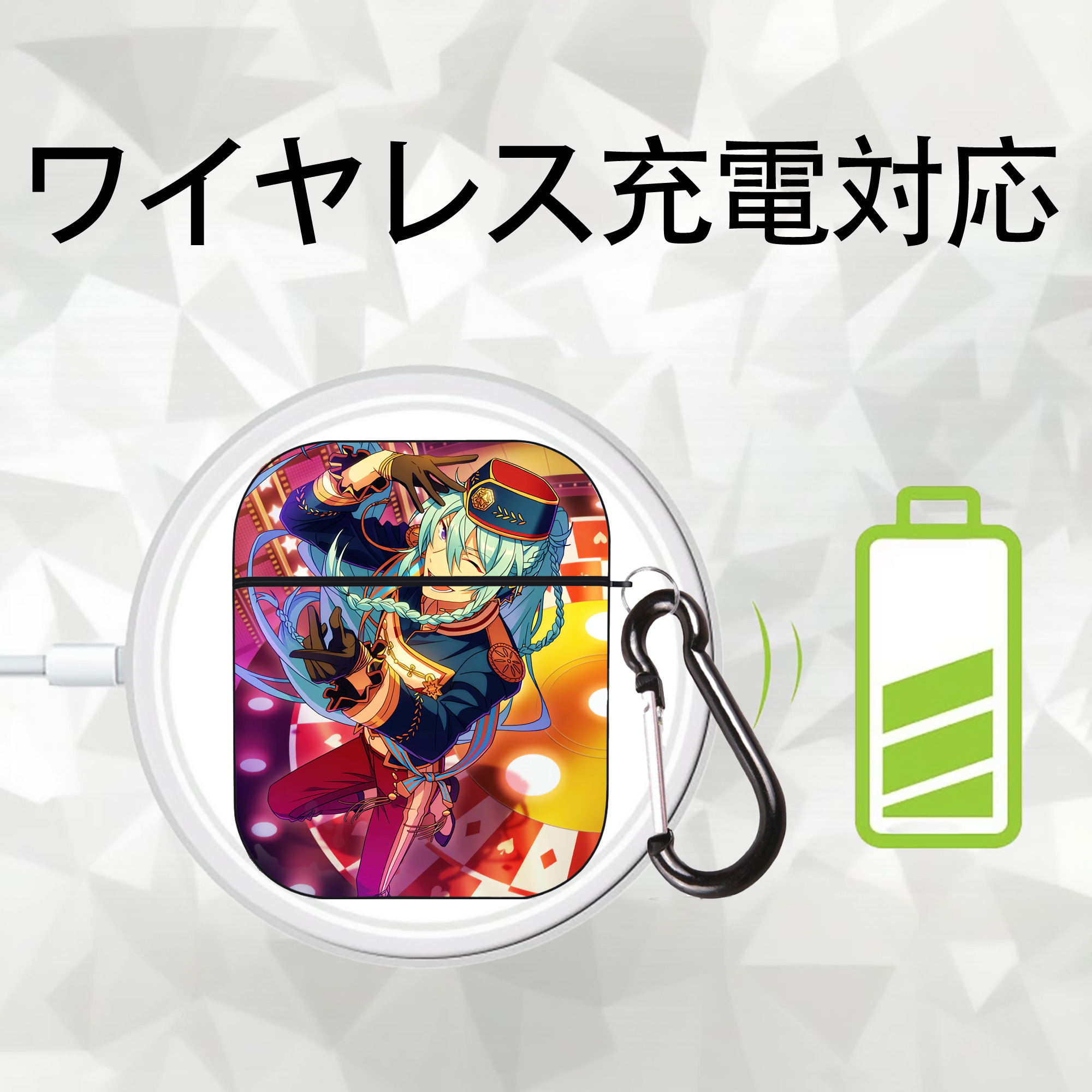 あんさんぶるスターズ! Ensemble Stars AirPods 第2世代保護ケース ハードシェル ブラック 耐衝撃・防指紋・カラビナ付き