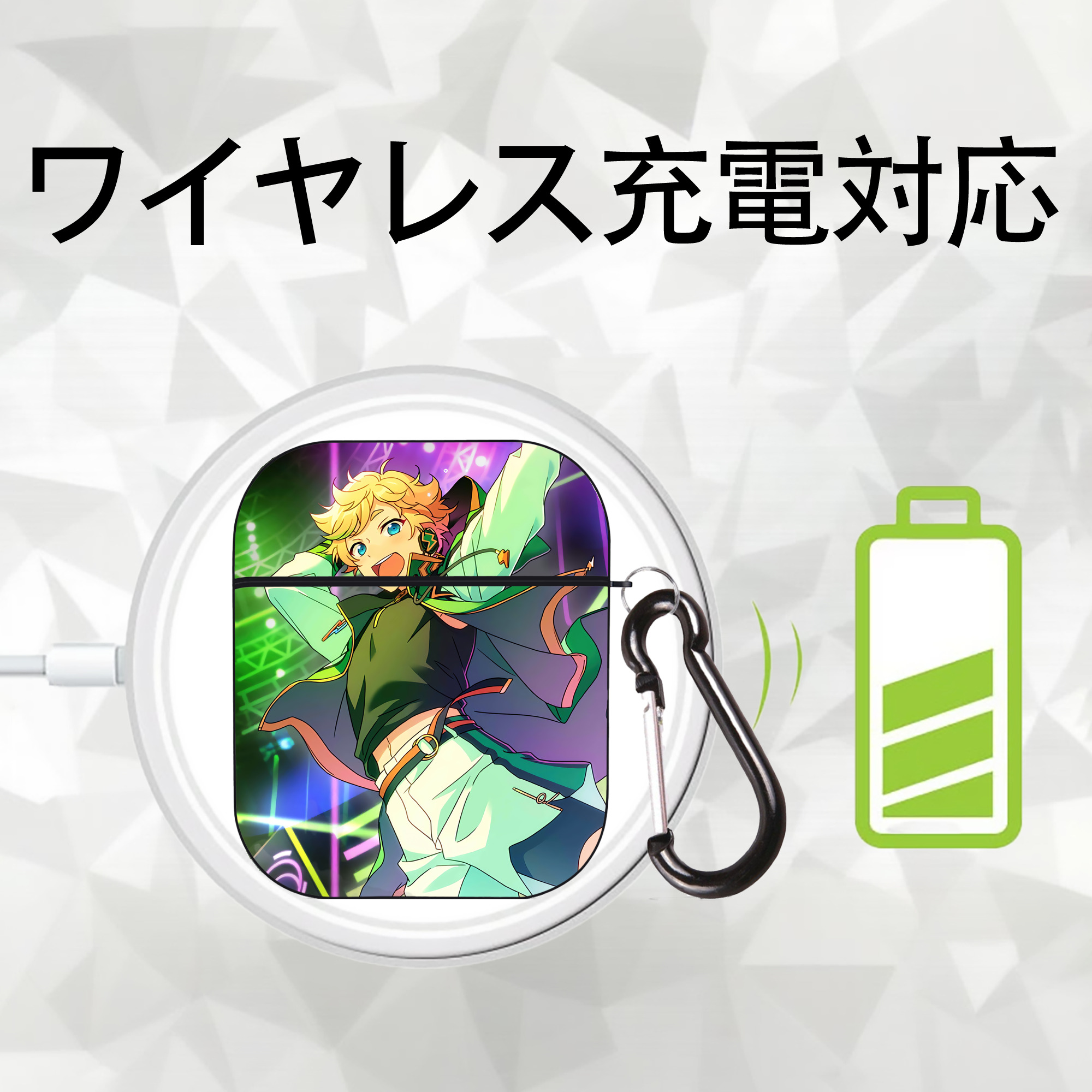 あんさんぶるスターズ! Ensemble Stars AirPods 第2世代保護ケース ハードシェル ブラック 耐衝撃・防指紋・カラビナ付き