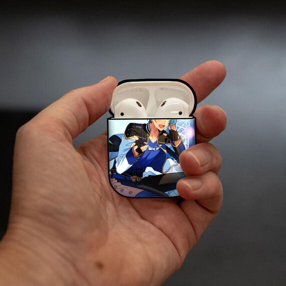 あんさんぶるスターズ! Ensemble Stars AirPods 第2世代保護ケース ハードシェル ブラック 耐衝撃・防指紋・カラビナ付き