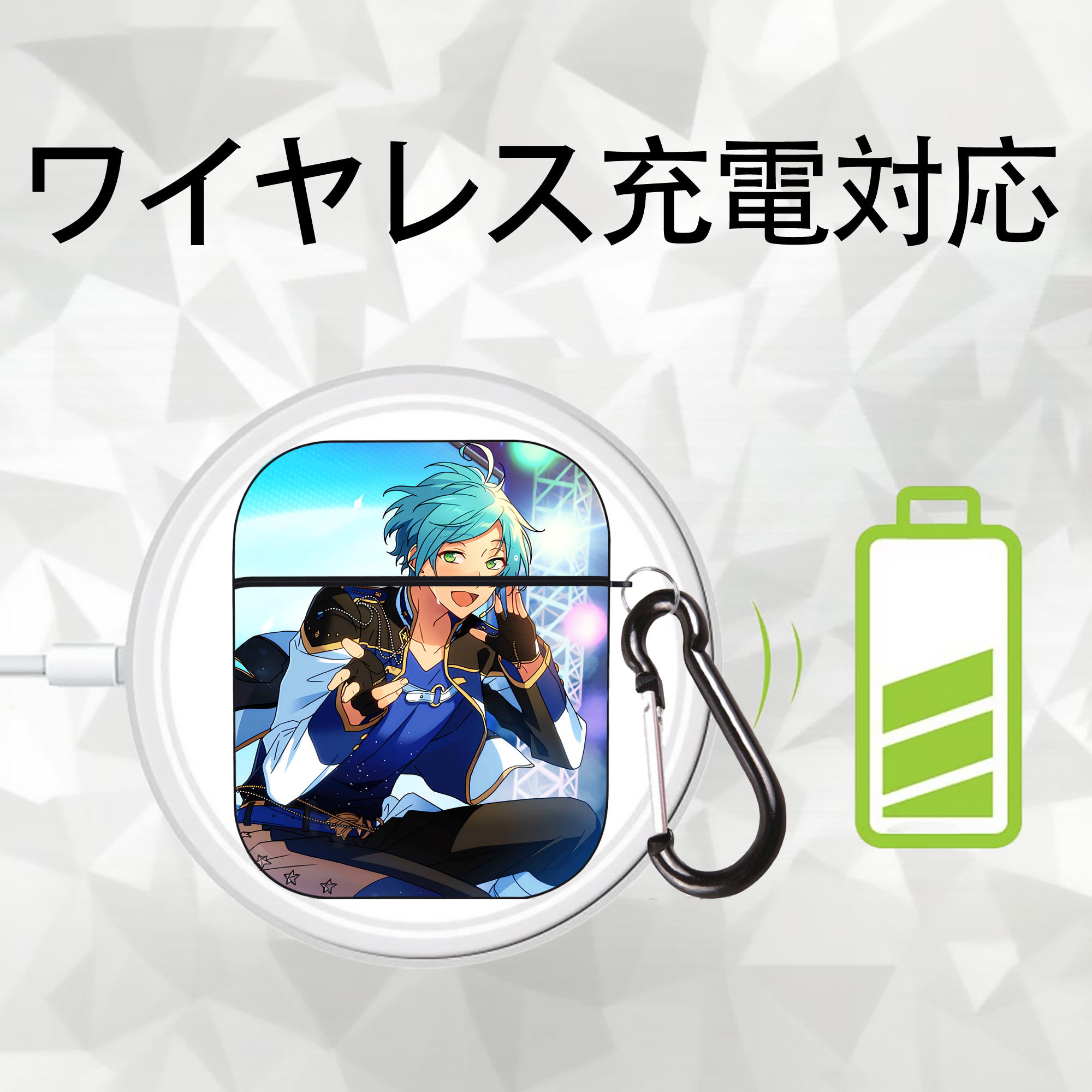 あんさんぶるスターズ! Ensemble Stars AirPods 第2世代保護ケース ハードシェル ブラック 耐衝撃・防指紋・カラビナ付き