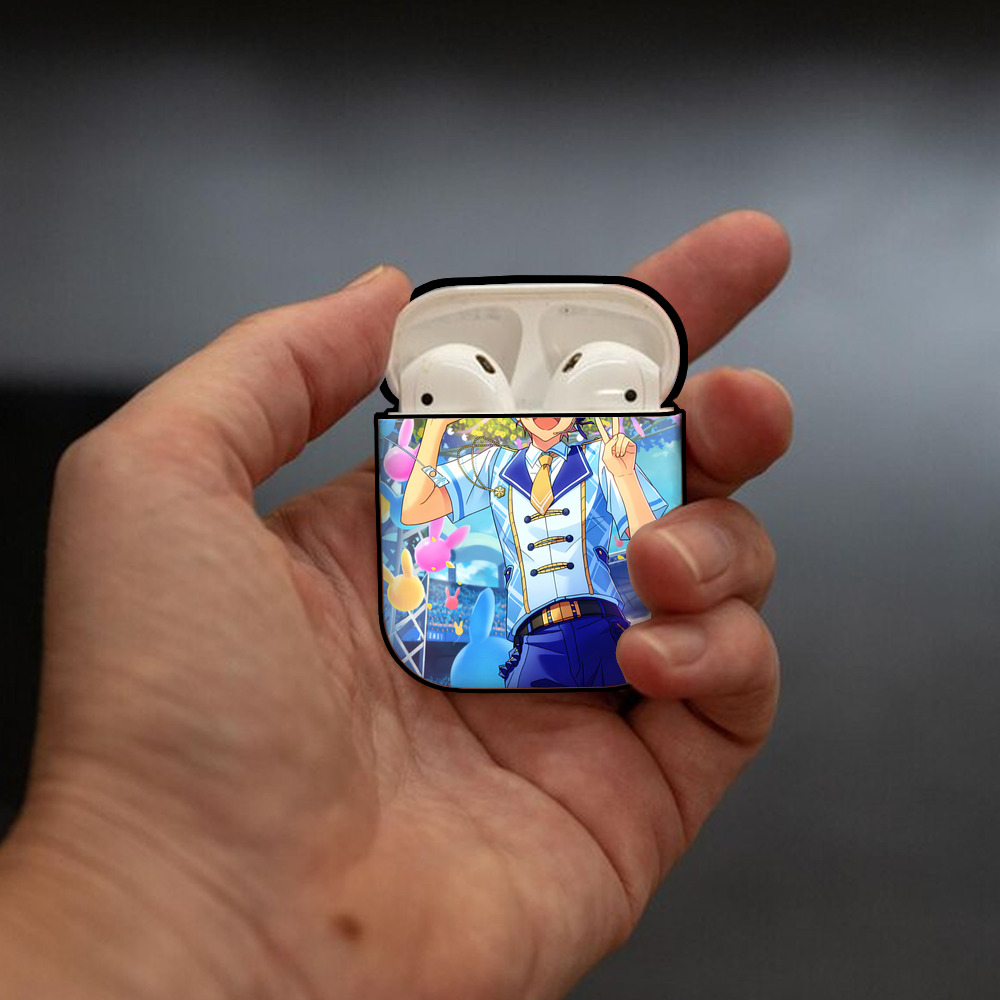 あんさんぶるスターズ! Ensemble Stars AirPods 第2世代保護ケース ハードシェル ブラック 耐衝撃・防指紋・カラビナ付き
