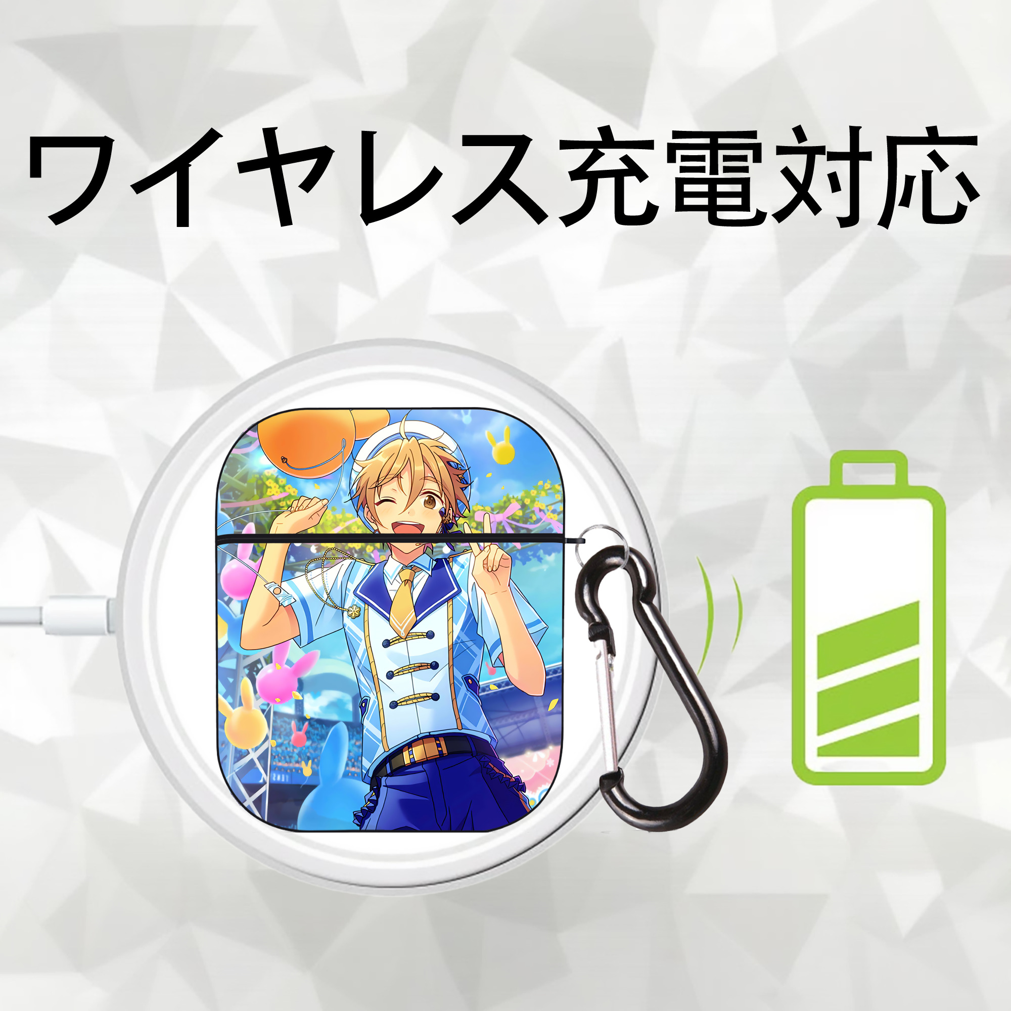 あんさんぶるスターズ! Ensemble Stars AirPods 第2世代保護ケース ハードシェル ブラック 耐衝撃・防指紋・カラビナ付き