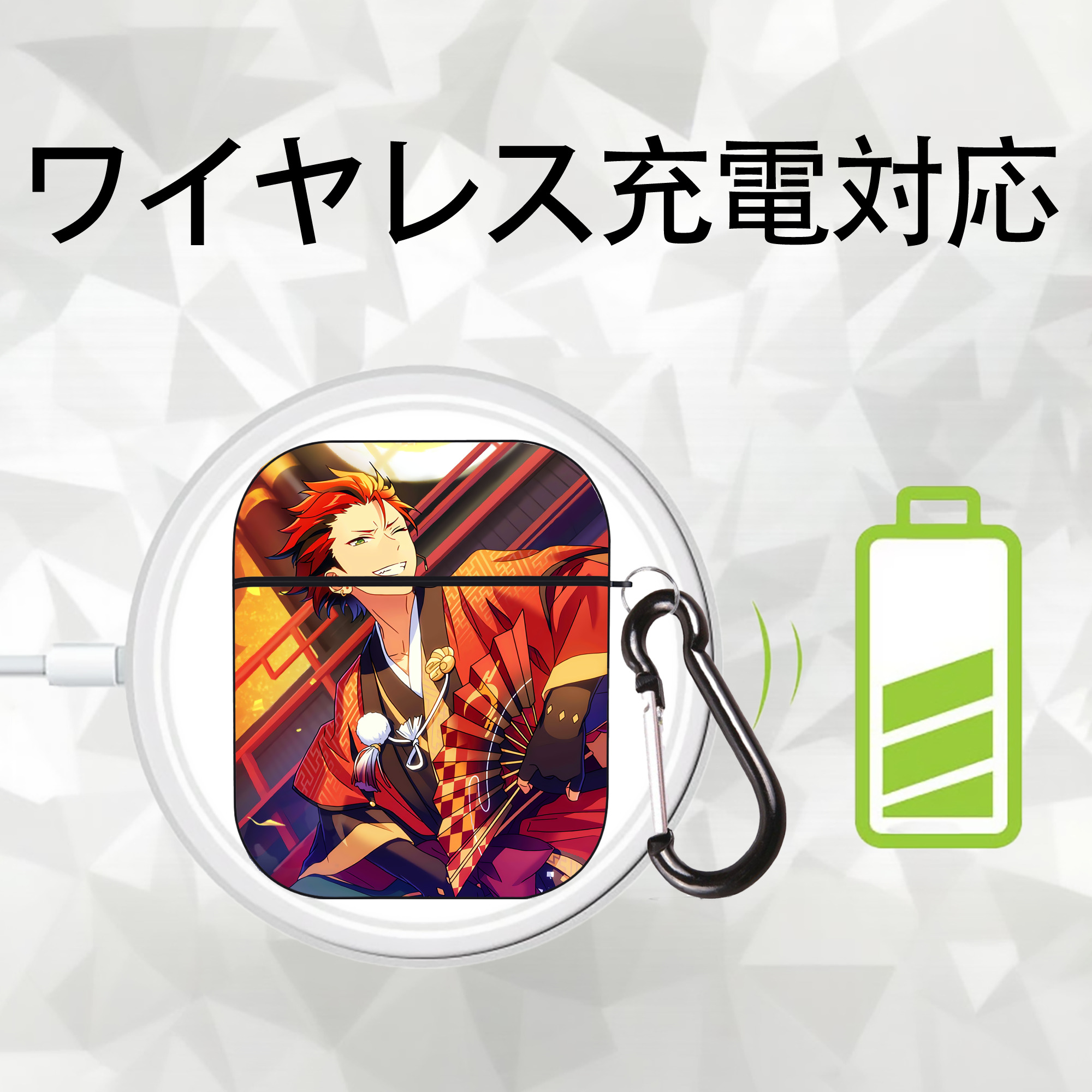 あんさんぶるスターズ! Ensemble Stars AirPods 第2世代保護ケース ハードシェル ブラック 耐衝撃・防指紋・カラビナ付き