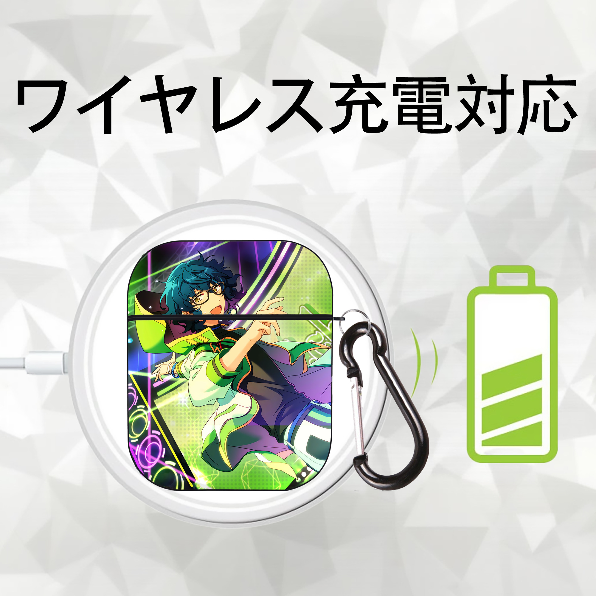 あんさんぶるスターズ! Ensemble Stars AirPods 第2世代保護ケース ハードシェル ブラック 耐衝撃・防指紋・カラビナ付き