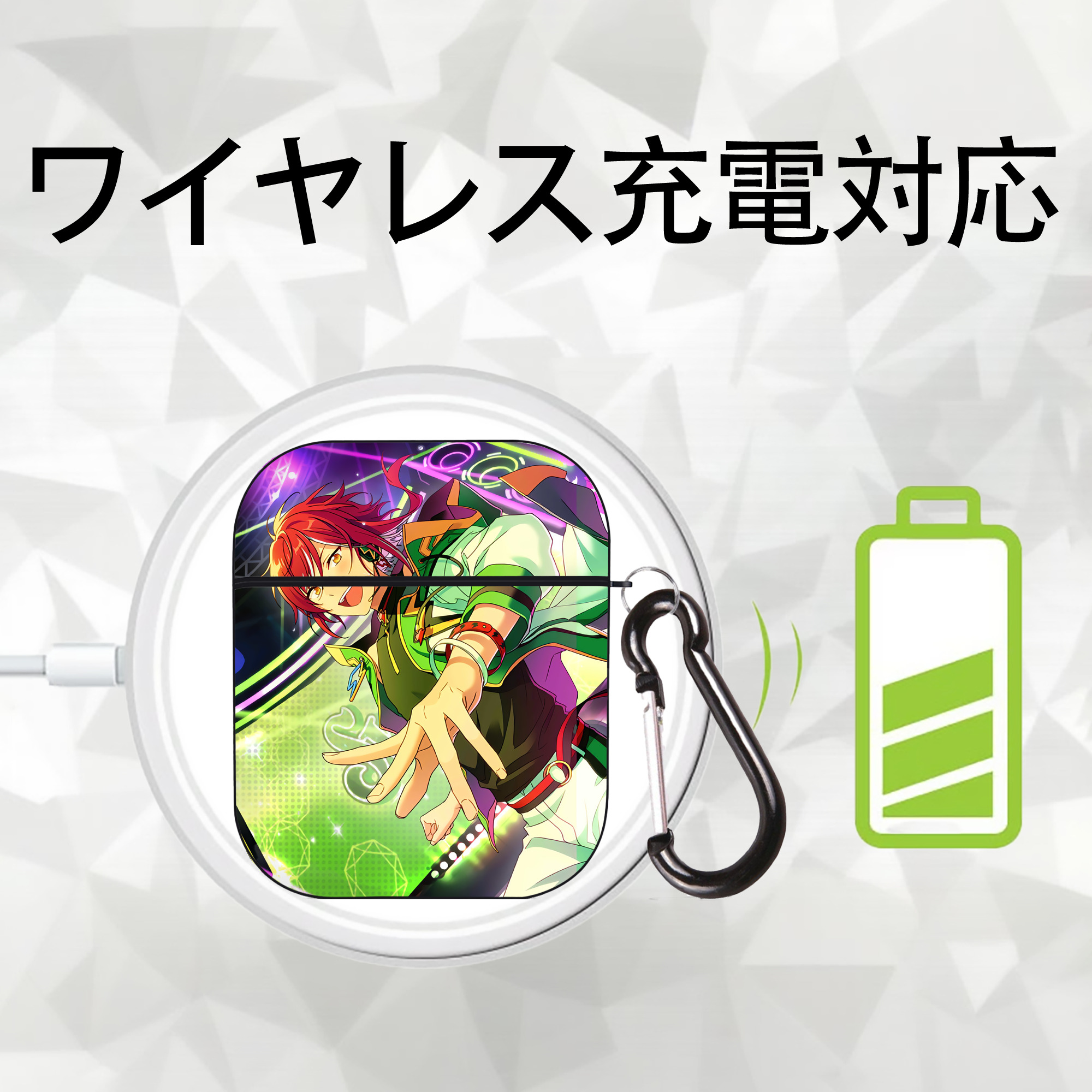 あんさんぶるスターズ! Ensemble Stars AirPods 第2世代保護ケース ハードシェル ブラック 耐衝撃・防指紋・カラビナ付き