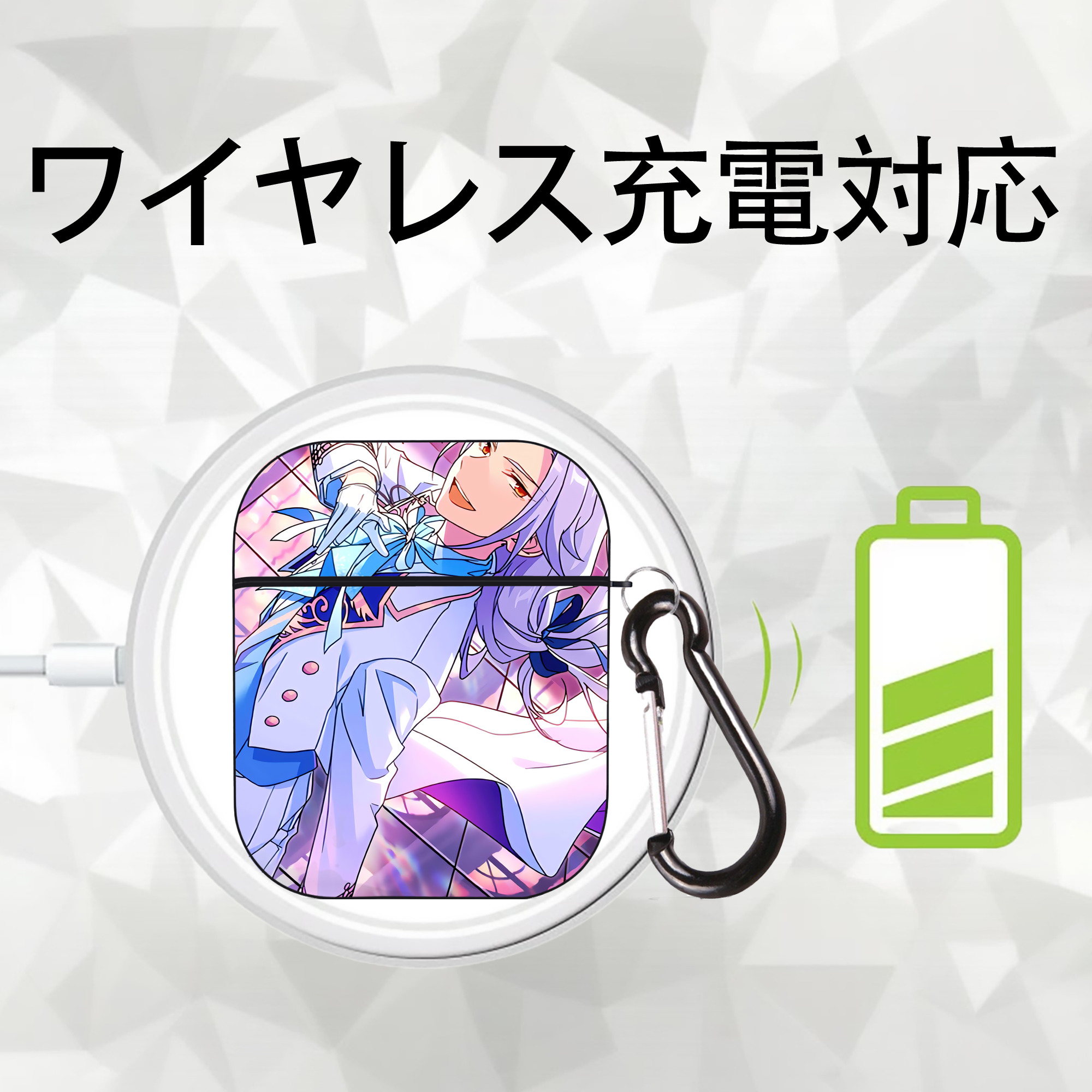 あんさんぶるスターズ! Ensemble Stars AirPods 第2世代保護ケース ハードシェル ブラック 耐衝撃・防指紋・カラビナ付き