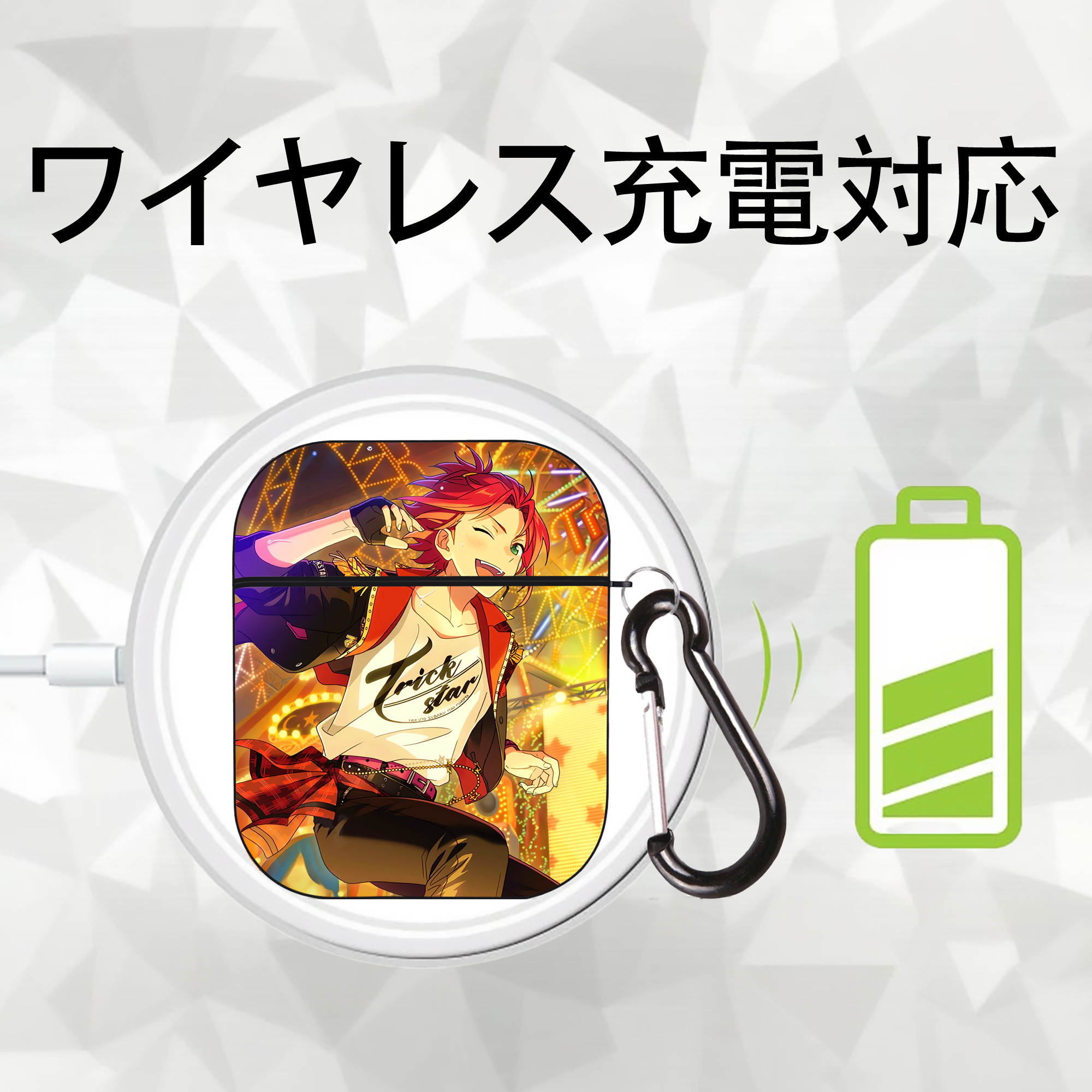 あんさんぶるスターズ! Ensemble Stars AirPods 第2世代保護ケース ハードシェル ブラック 耐衝撃・防指紋・カラビナ付き