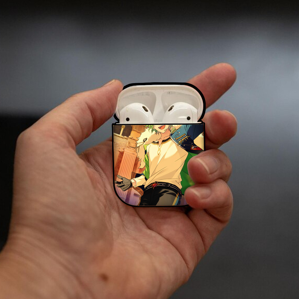 あんさんぶるスターズ! Ensemble Stars AirPods 第2世代保護ケース ハードシェル ブラック 耐衝撃・防指紋・カラビナ付き