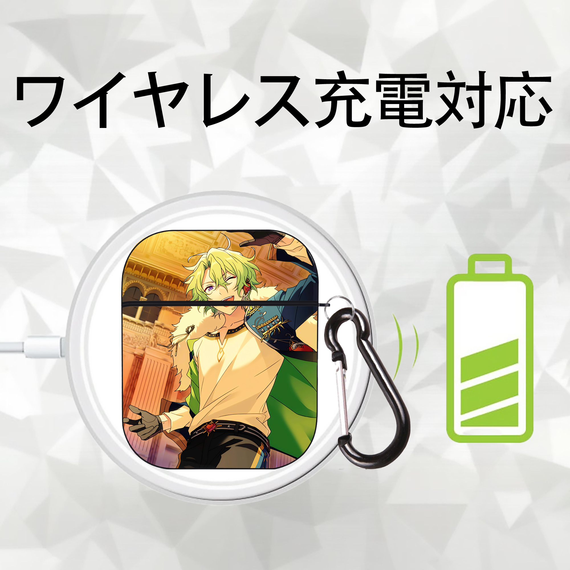 あんさんぶるスターズ! Ensemble Stars AirPods 第2世代保護ケース ハードシェル ブラック 耐衝撃・防指紋・カラビナ付き