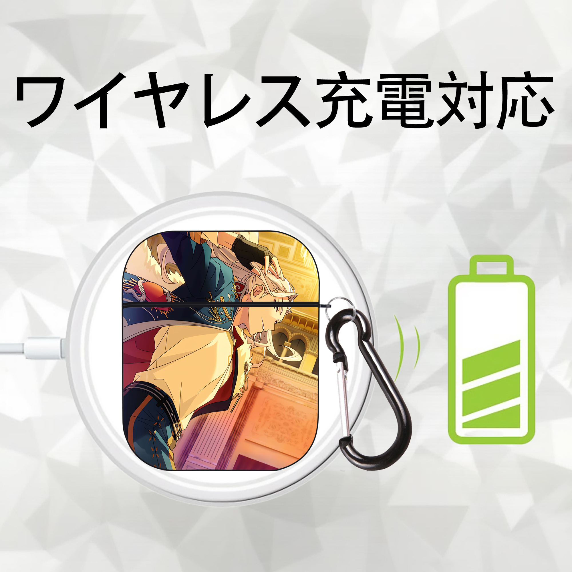あんさんぶるスターズ! Ensemble Stars AirPods 第2世代保護ケース ハードシェル ブラック 耐衝撃・防指紋・カラビナ付き