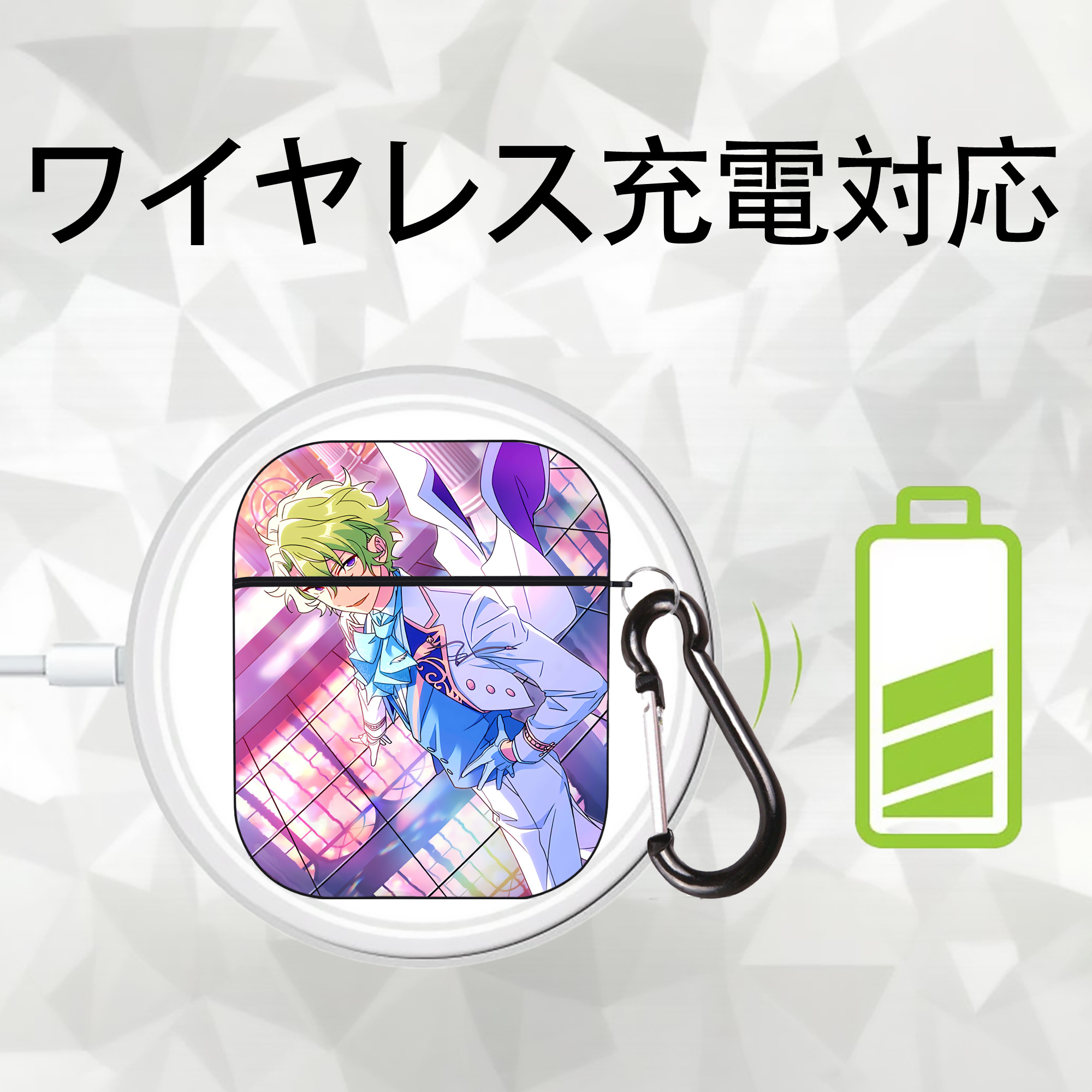 あんさんぶるスターズ! Ensemble Stars AirPods 第2世代保護ケース ハードシェル ブラック 耐衝撃・防指紋・カラビナ付き
