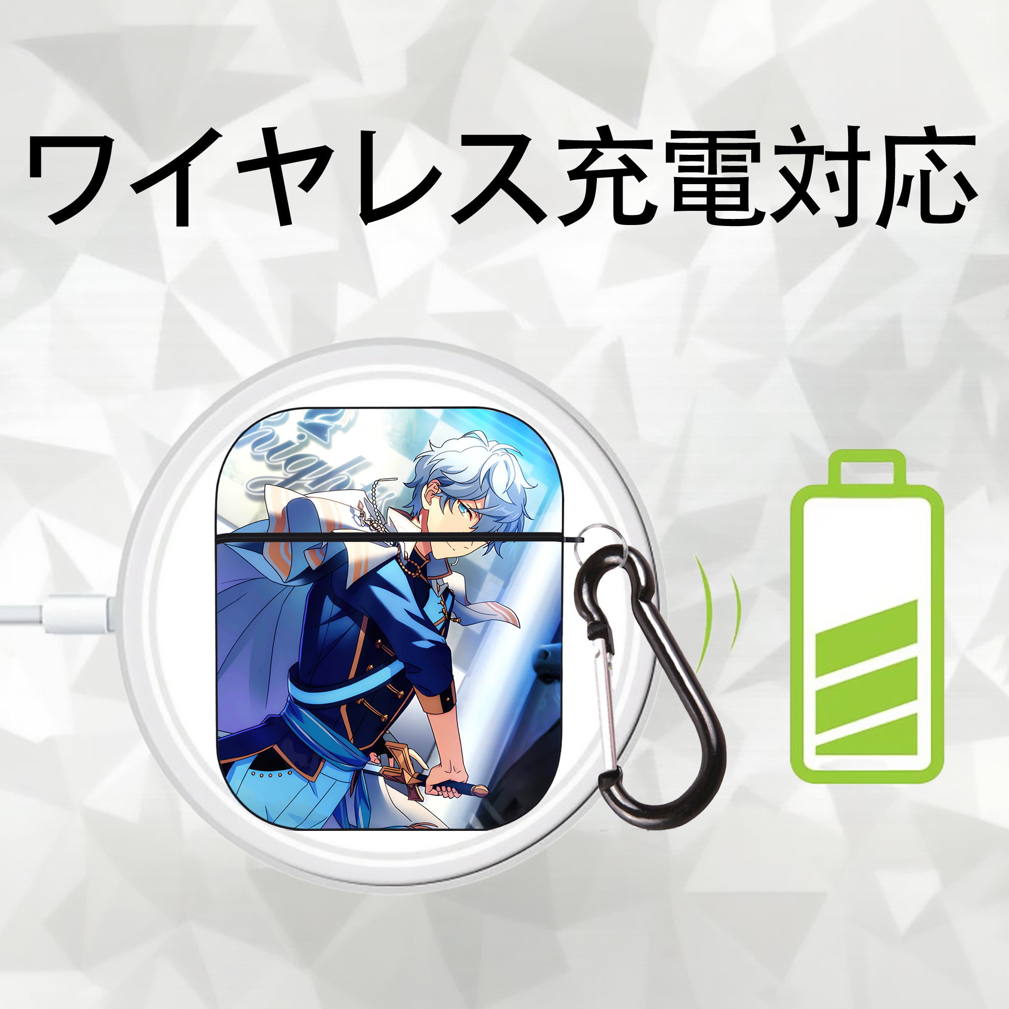 あんさんぶるスターズ! Ensemble Stars AirPods 第2世代保護ケース ハードシェル ブラック 耐衝撃・防指紋・カラビナ付き