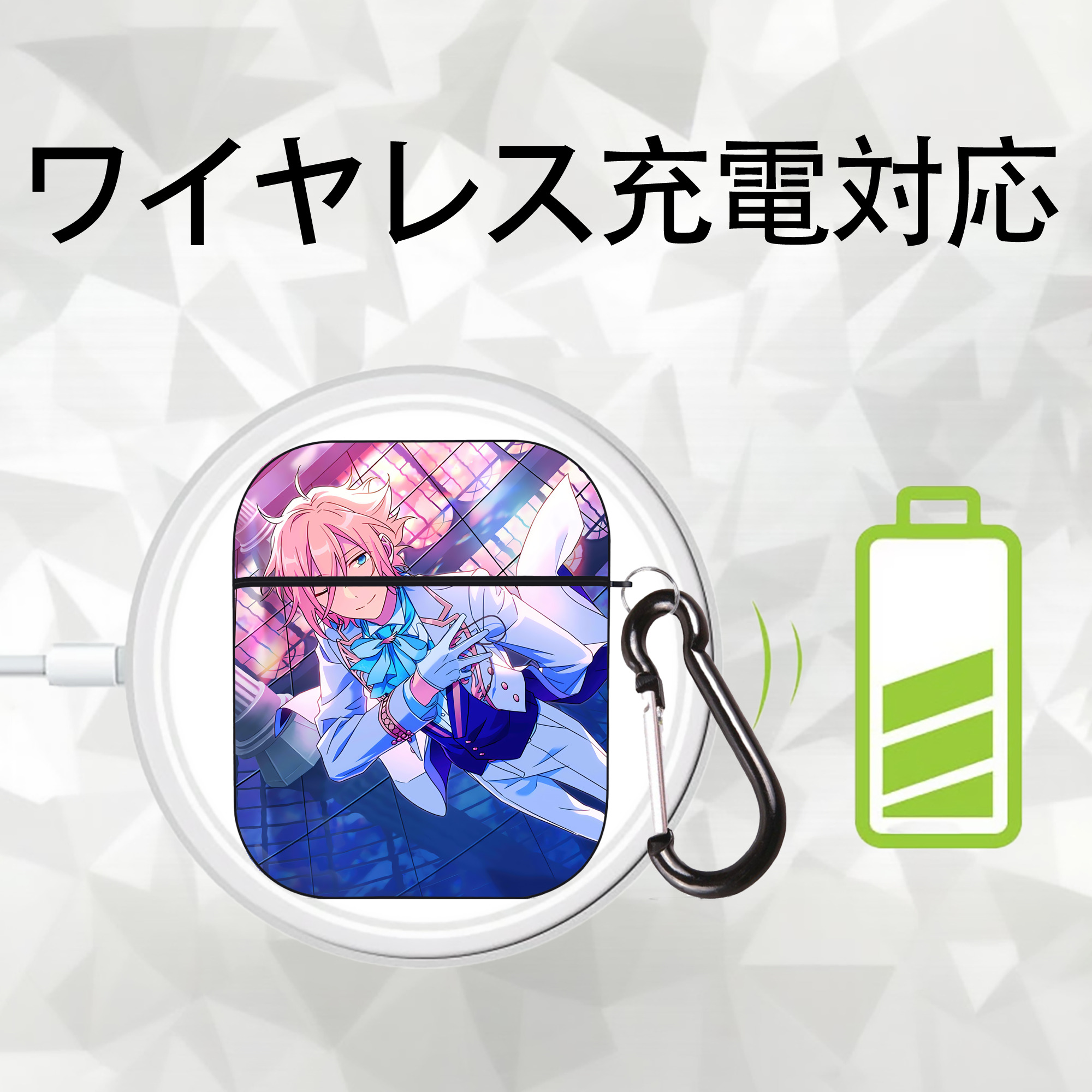 あんさんぶるスターズ! Ensemble Stars AirPods 第2世代保護ケース ハードシェル ブラック 耐衝撃・防指紋・カラビナ付き