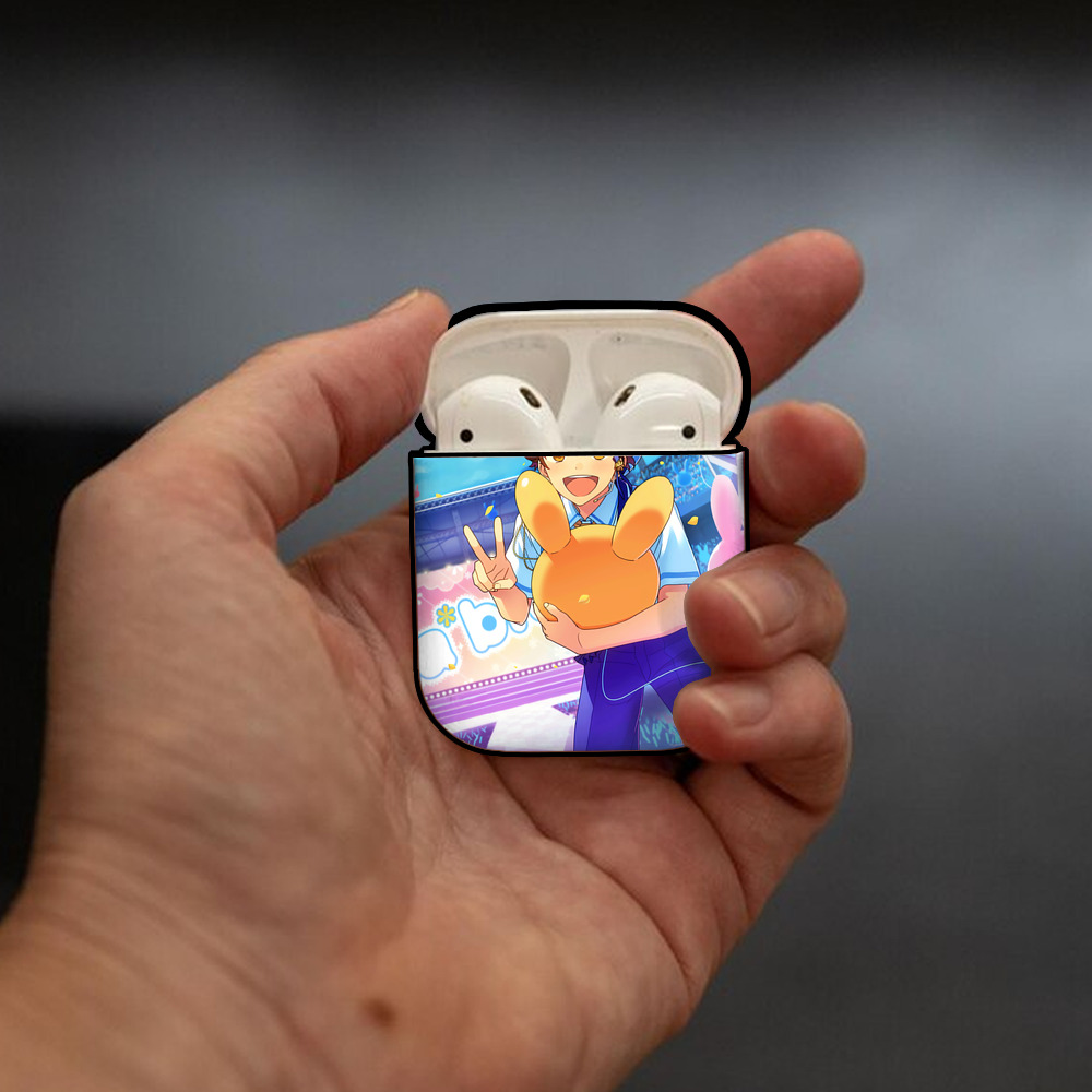 あんさんぶるスターズ! Ensemble Stars AirPods 第2世代保護ケース ハードシェル ブラック 耐衝撃・防指紋・カラビナ付き