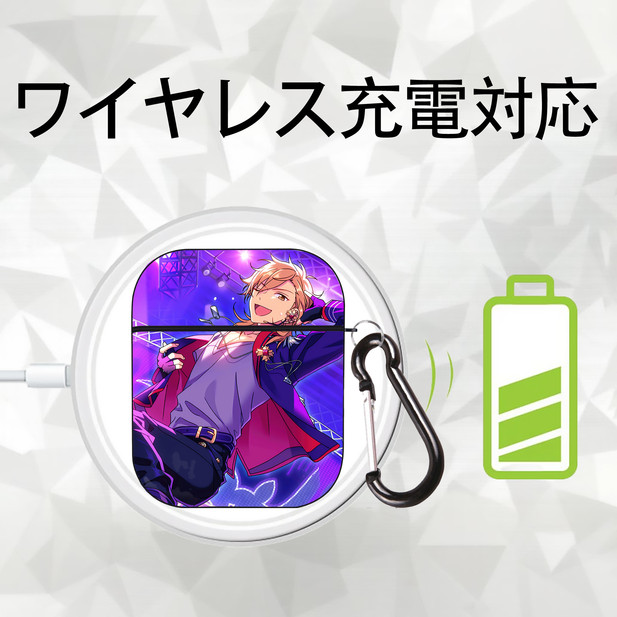 あんさんぶるスターズ! Ensemble Stars AirPods 第2世代保護ケース ハードシェル ブラック 耐衝撃・防指紋・カラビナ付き