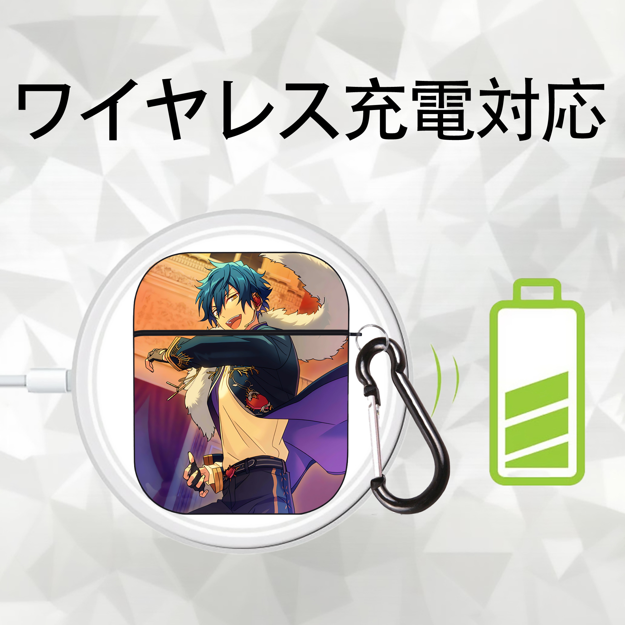 あんさんぶるスターズ! Ensemble Stars AirPods 第2世代保護ケース ハードシェル ブラック 耐衝撃・防指紋・カラビナ付き