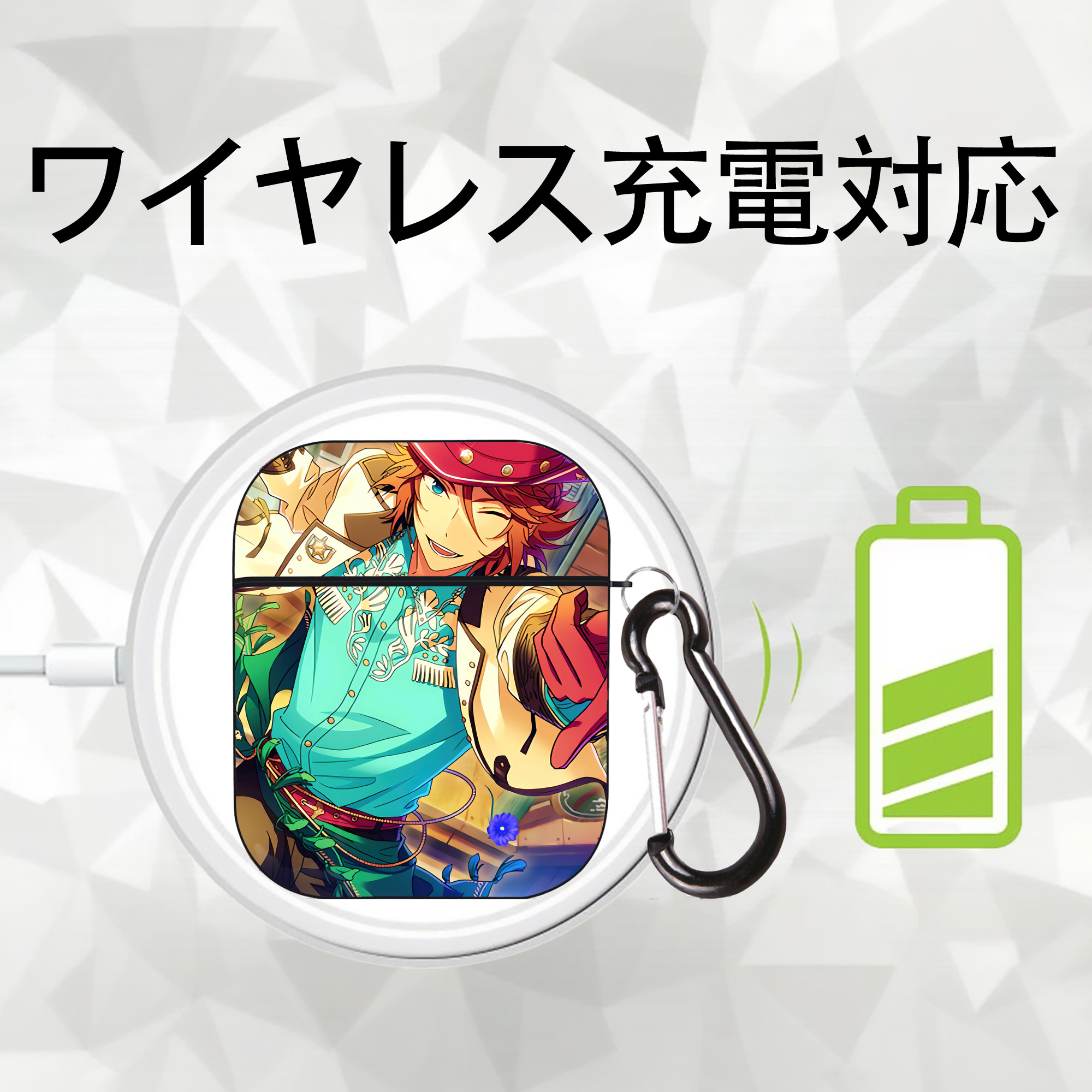 あんさんぶるスターズ! Ensemble Stars AirPods 第2世代保護ケース ハードシェル ブラック 耐衝撃・防指紋・カラビナ付き