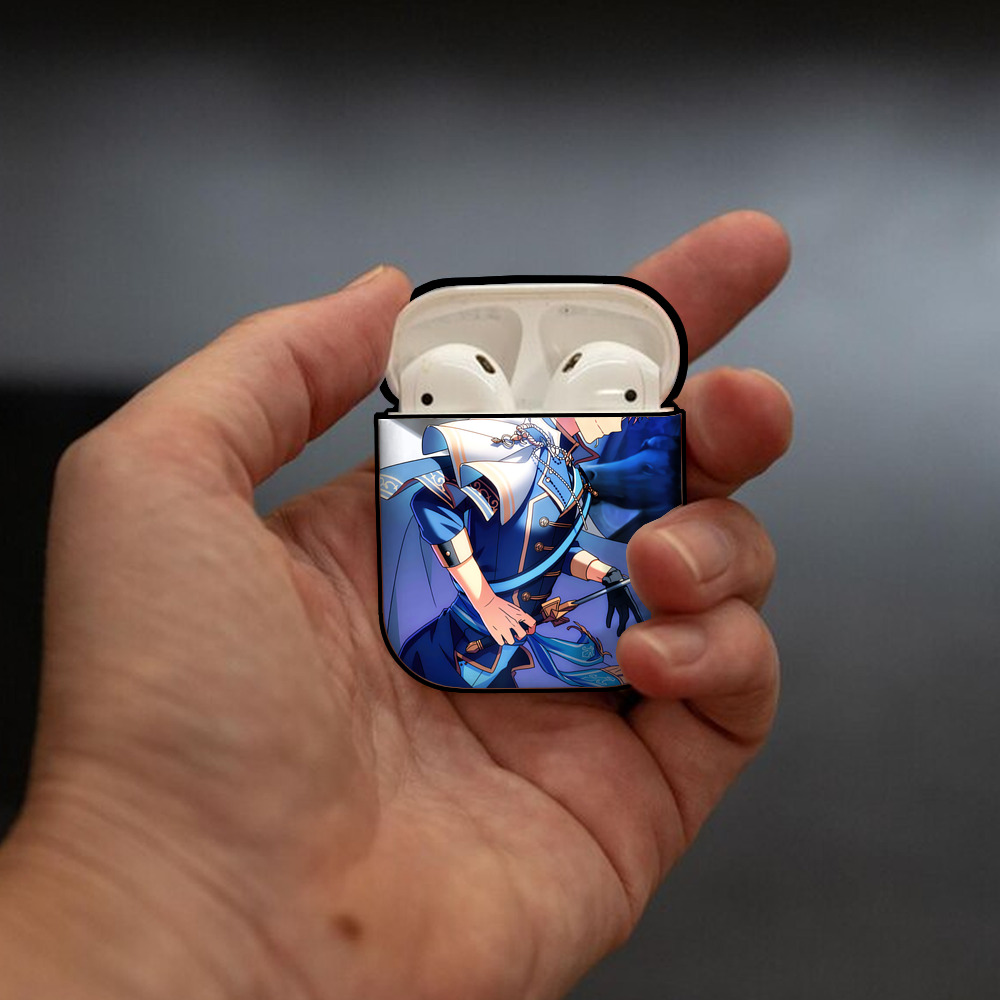 あんさんぶるスターズ! Ensemble Stars AirPods 第2世代保護ケース ハードシェル ブラック 耐衝撃・防指紋・カラビナ付き