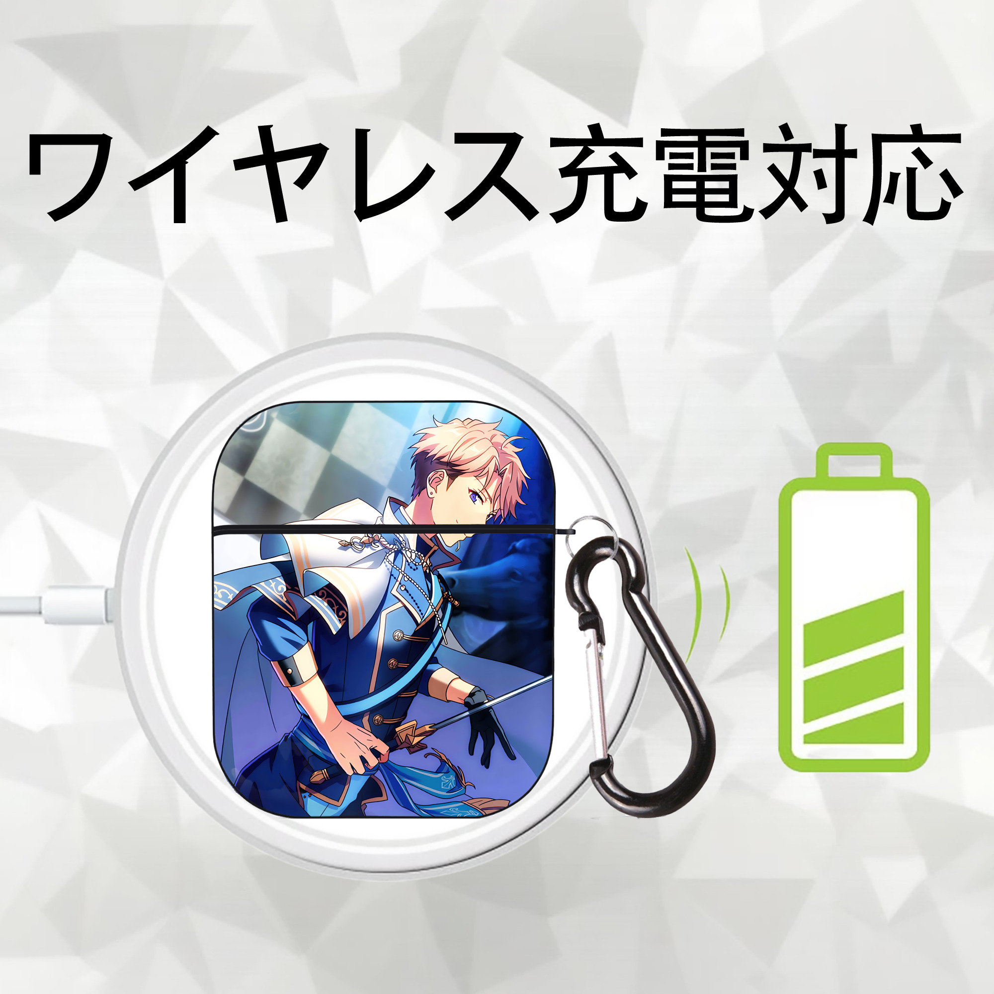 あんさんぶるスターズ! Ensemble Stars AirPods 第2世代保護ケース ハードシェル ブラック 耐衝撃・防指紋・カラビナ付き